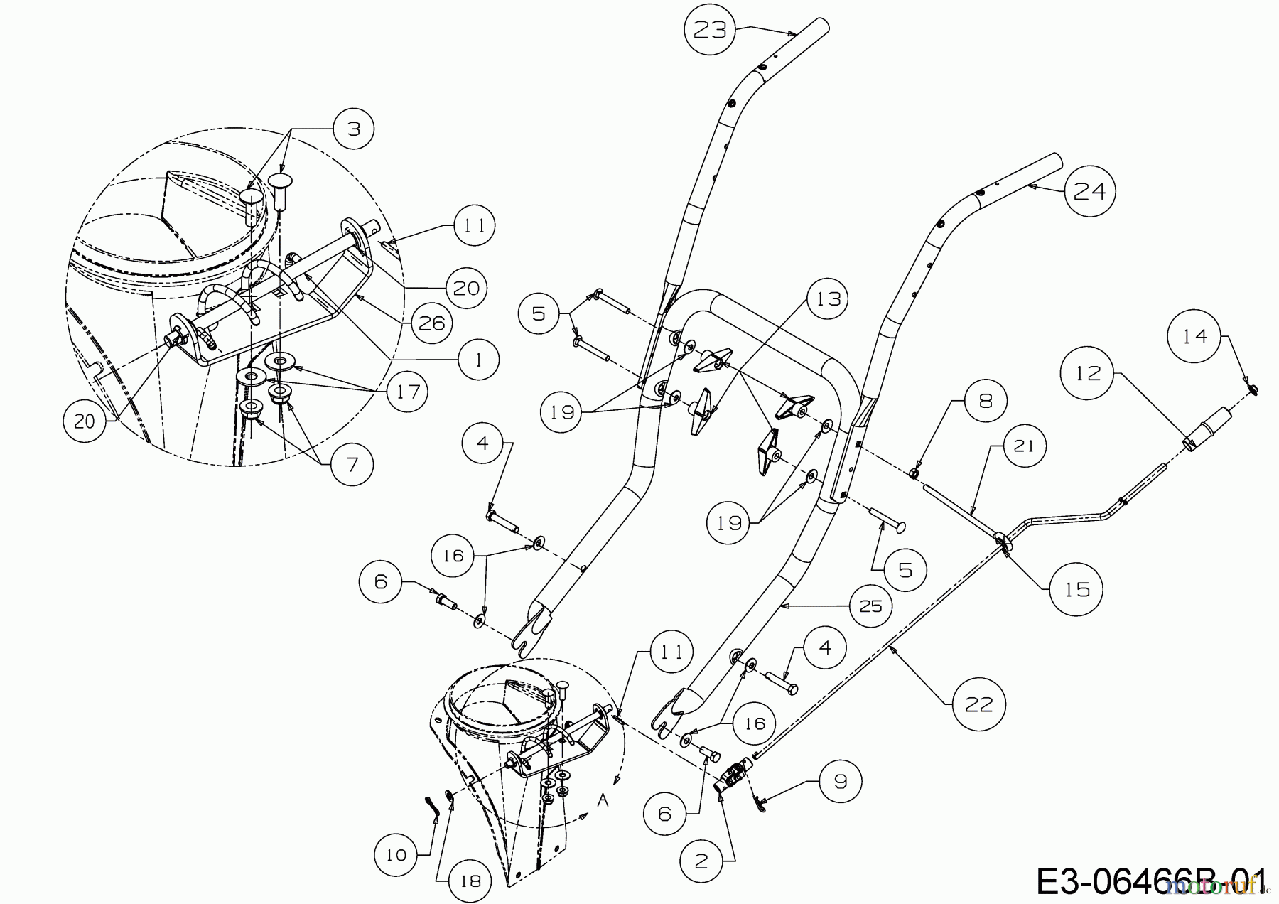  Wolf-Garten Schneefräsen Expert 84110 31AY95SV650  (2014) Holm, Kurbel