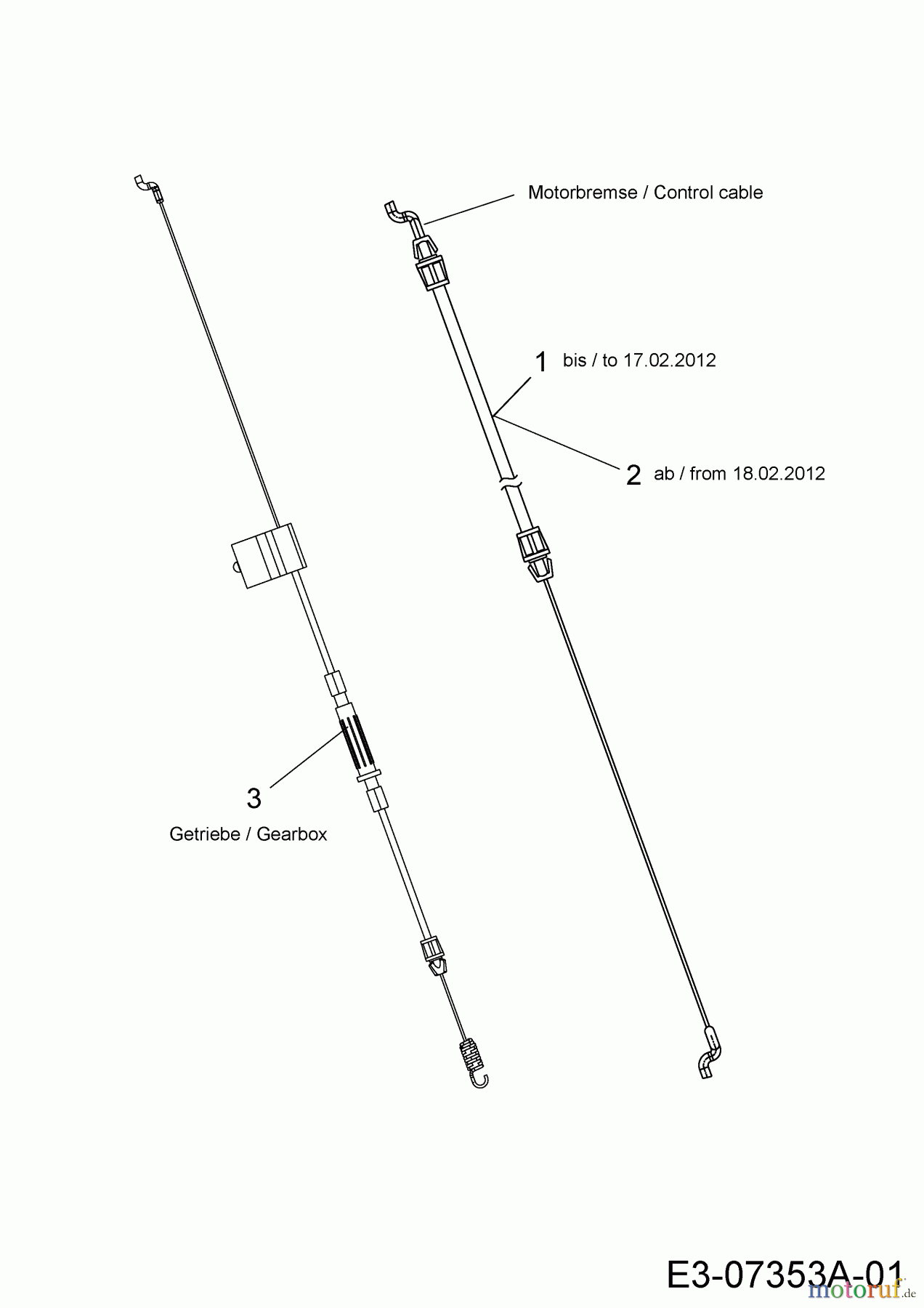  Wolf-Garten Motormäher mit Antrieb Expert 46 BA ES 12AEK18Z650  (2012) Bowdenzüge