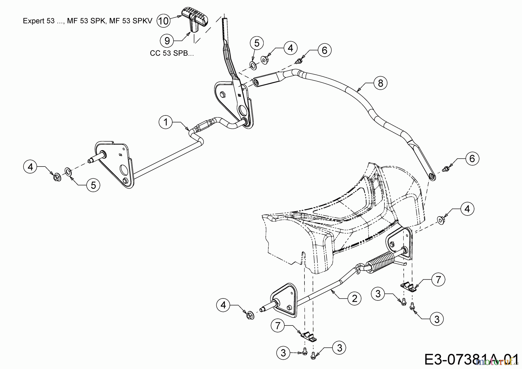  Wolf-Garten Motormäher mit Antrieb Expert 53 BA V 12AVQ56K650  (2013) Achsen, Höhenverstellung