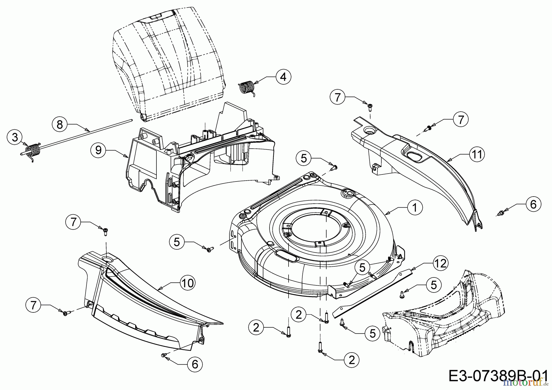  Wolf-Garten Motormäher mit Antrieb Expert 53 BA V 12BVQ56K650  (2014) Leitstück hinten, Mähwerksgehäuse, Stange Heckklappe, Verkleidungen