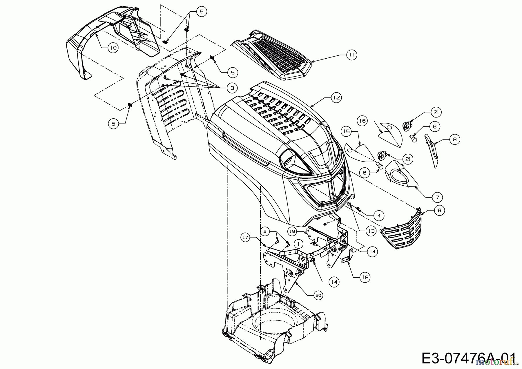  Wolf-Garten Rasentraktoren A 92 H 13BH71RE650  (2020) Motorhaube R-Style