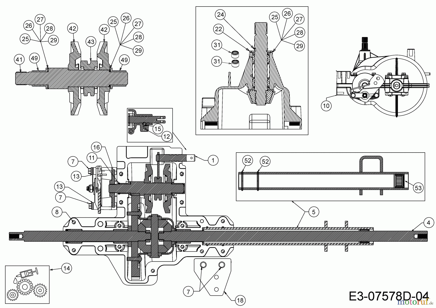  Wolf-Garten Rasentraktoren Expert 105.165 A 13HN90WN650  (2016) Getriebe 618-04331A