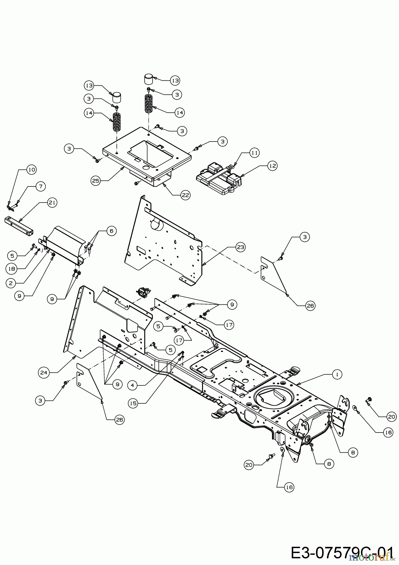  Wolf-Garten Rasentraktoren Expert 105.165 A 13HN90WN650  (2016) Anhängekupplung hinten, Rahmen