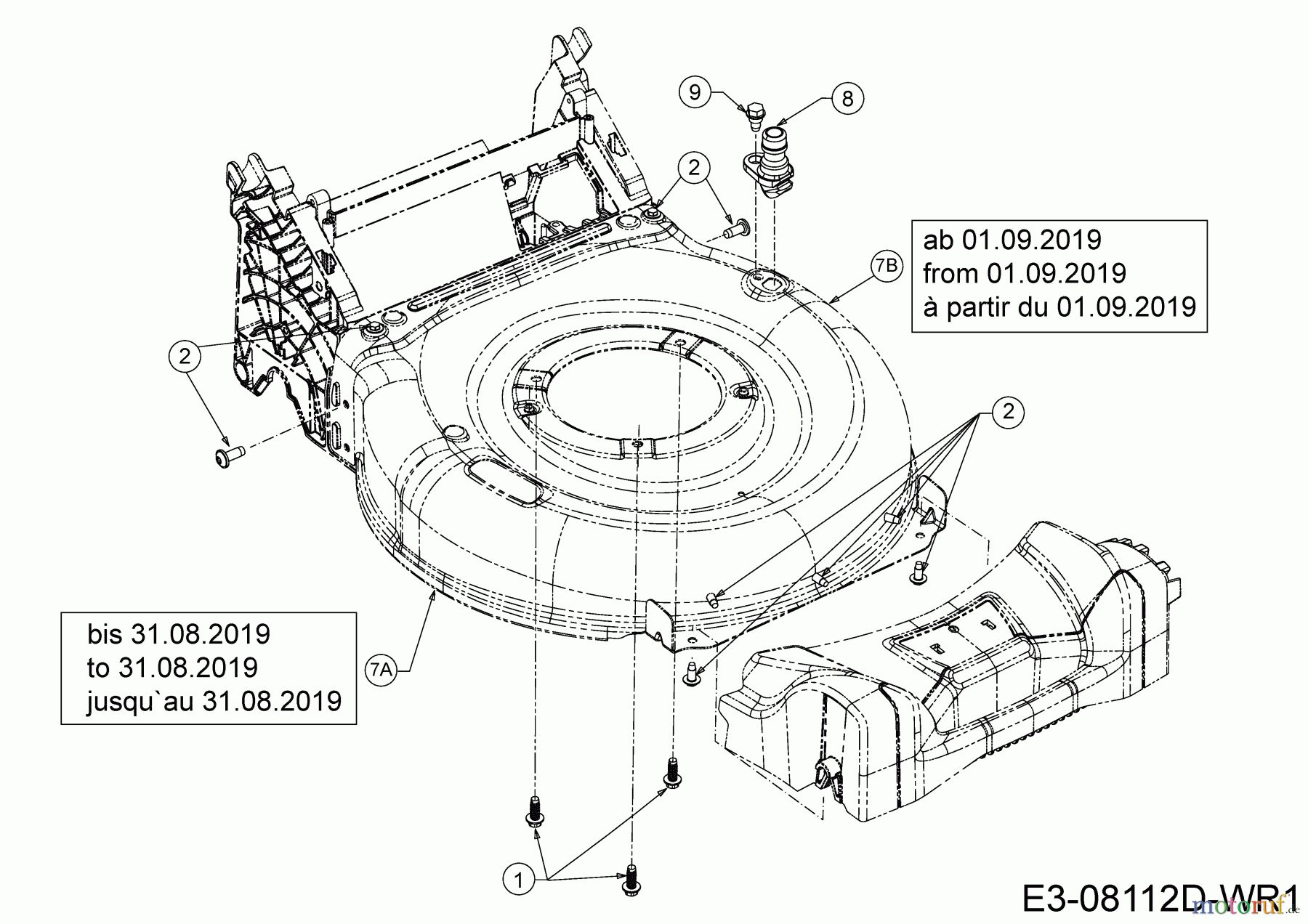  Wolf-Garten Motormäher mit Antrieb A 420 AVHW 12AQLV5B650 (2019) Mähwerksgehäuse, Waschdüse