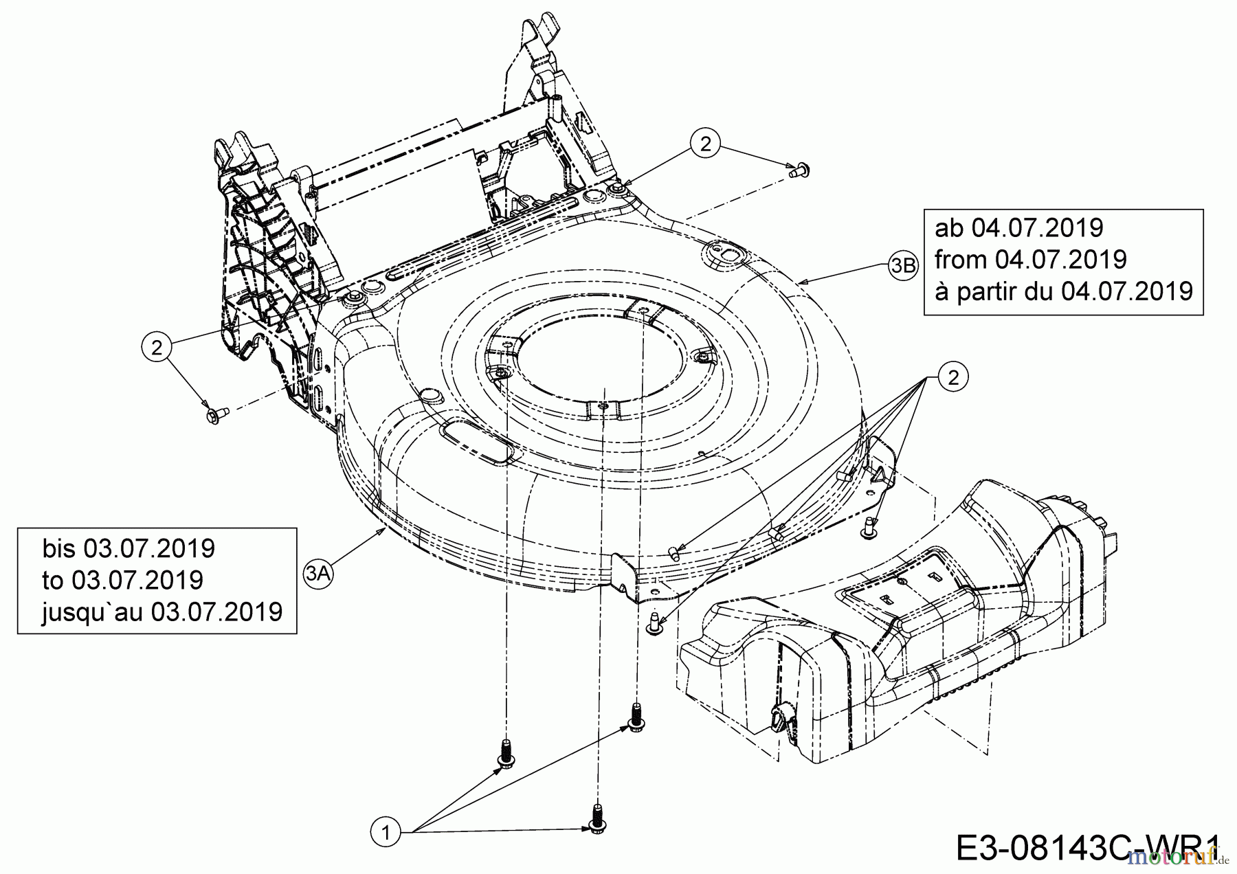  Wolf-Garten Motormäher mit Antrieb A 4600 A 12B-TOSC650 (2019) Mähwerksgehäuse