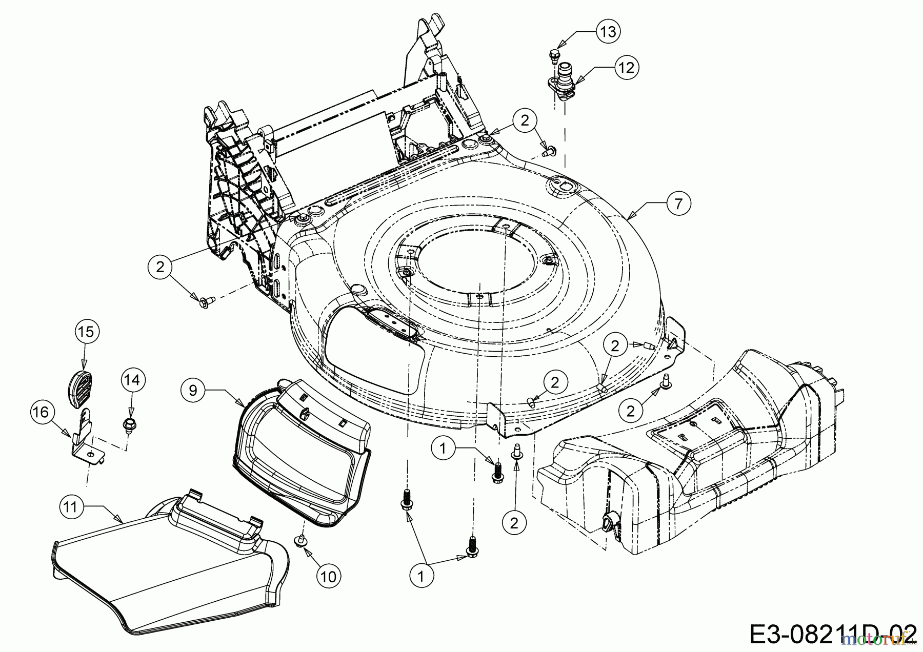  Wolf-Garten Motormäher mit Antrieb Expert 53 BA V HW 12ABPV5L650 (2019) Deflektor, Mähwerksgehäuse, Mulchklappe, Waschdüse