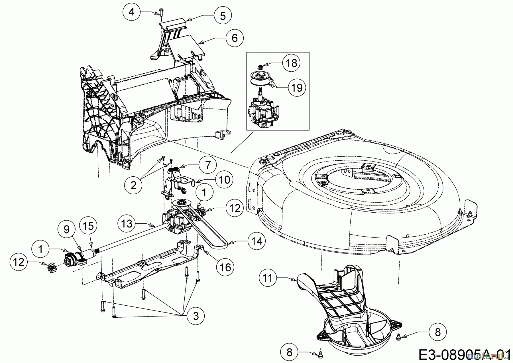  Wolf-Garten Motormäher mit Antrieb Expert 53 BA V HW 12ABPV5L650  (2016) Getriebe, Keilriemen