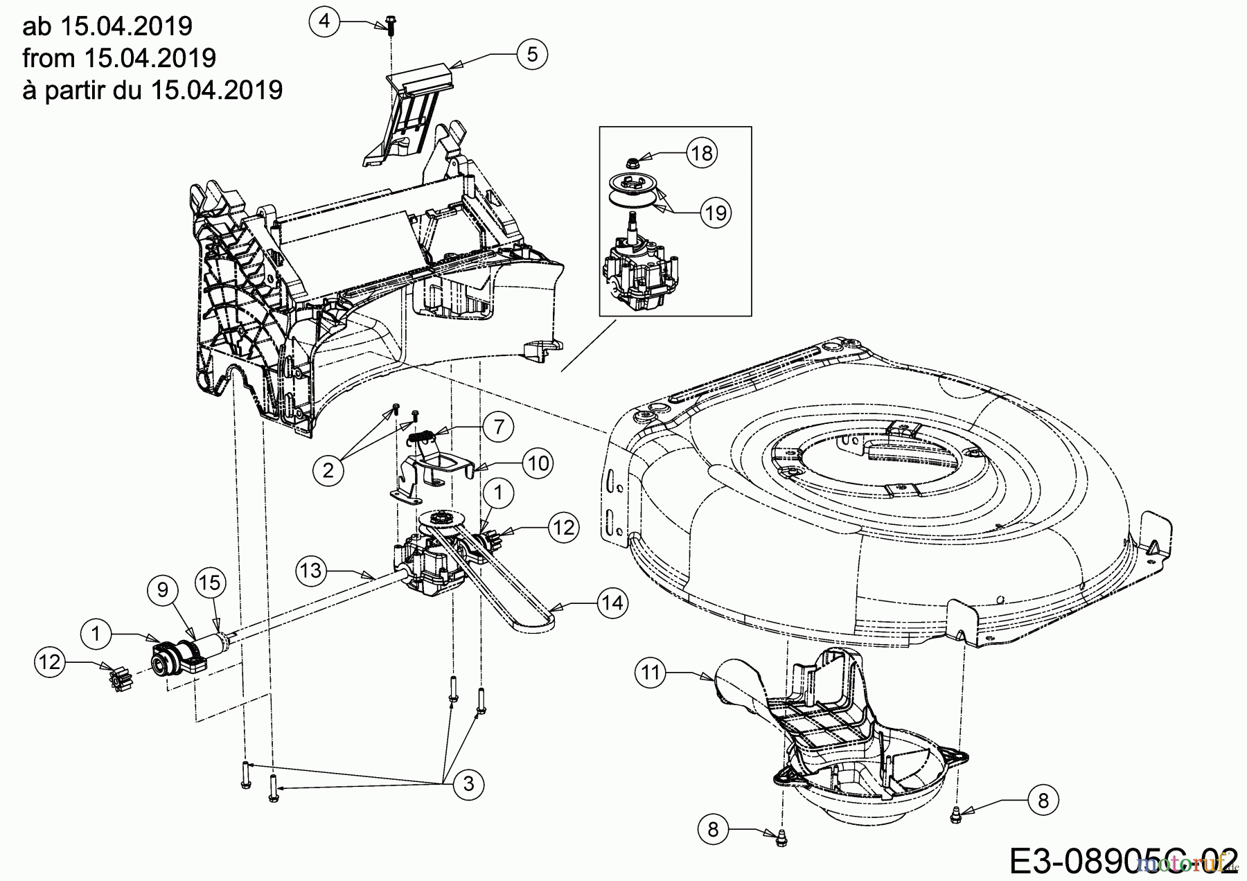  Wolf-Garten Motormäher mit Antrieb Expert 53 BA V HW 12ABPV5L650 (2019) Getriebe, Keilriemen ab 15.04.2019