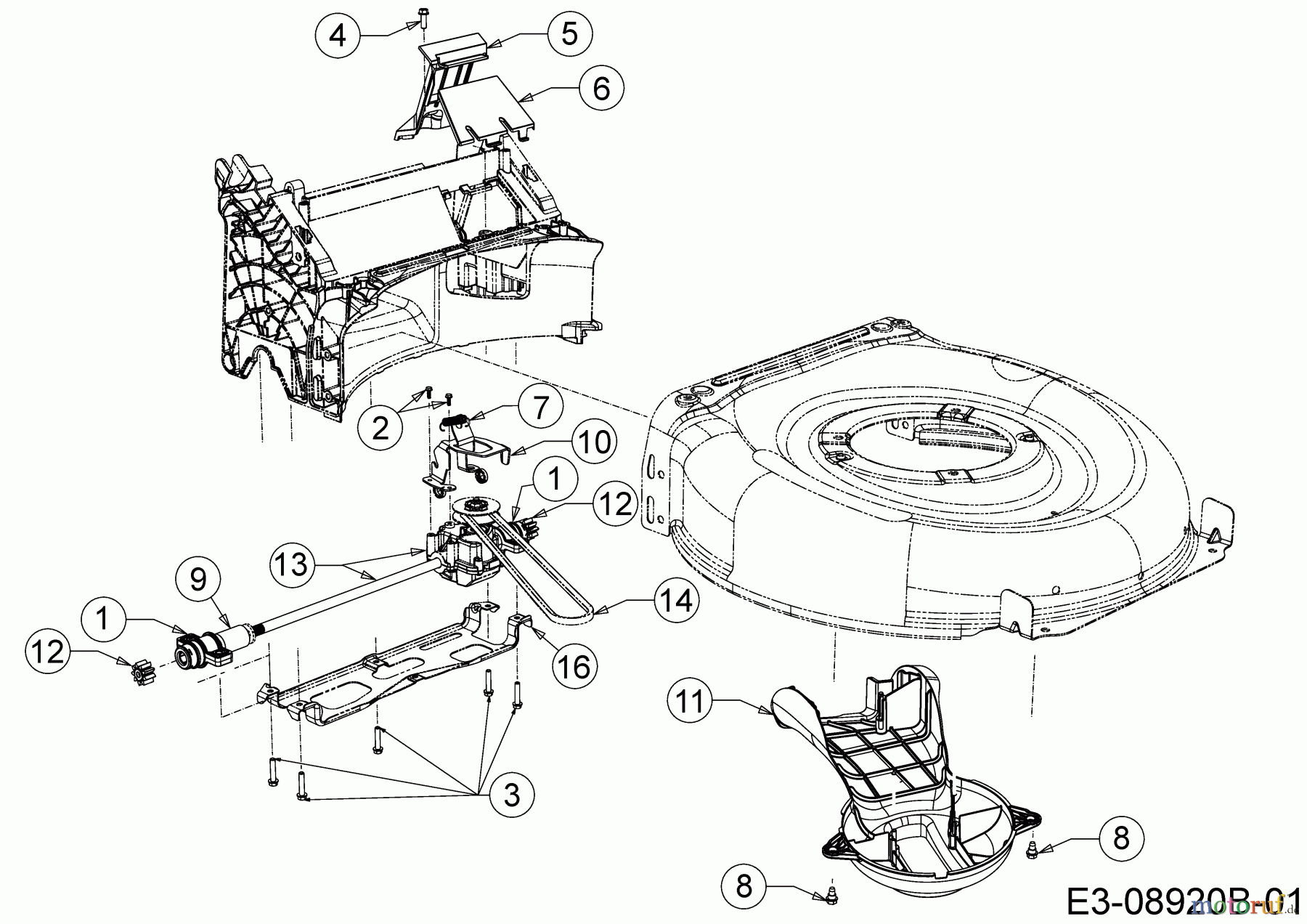  Wolf-Garten Motormäher mit Antrieb Expert 46 BA V HW 12ABTV5E650  (2016) Getriebe, Keilriemen