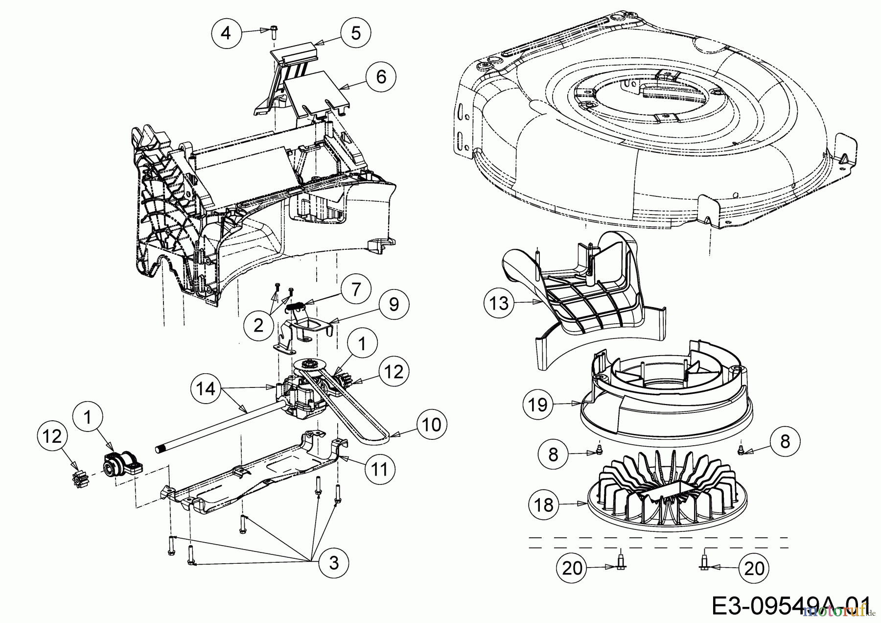  Wolf-Garten Motormäher mit Antrieb AT 460 AHHW 12A-TVCQ650  (2017) Getriebe, Keilriemen, Lüfterrad