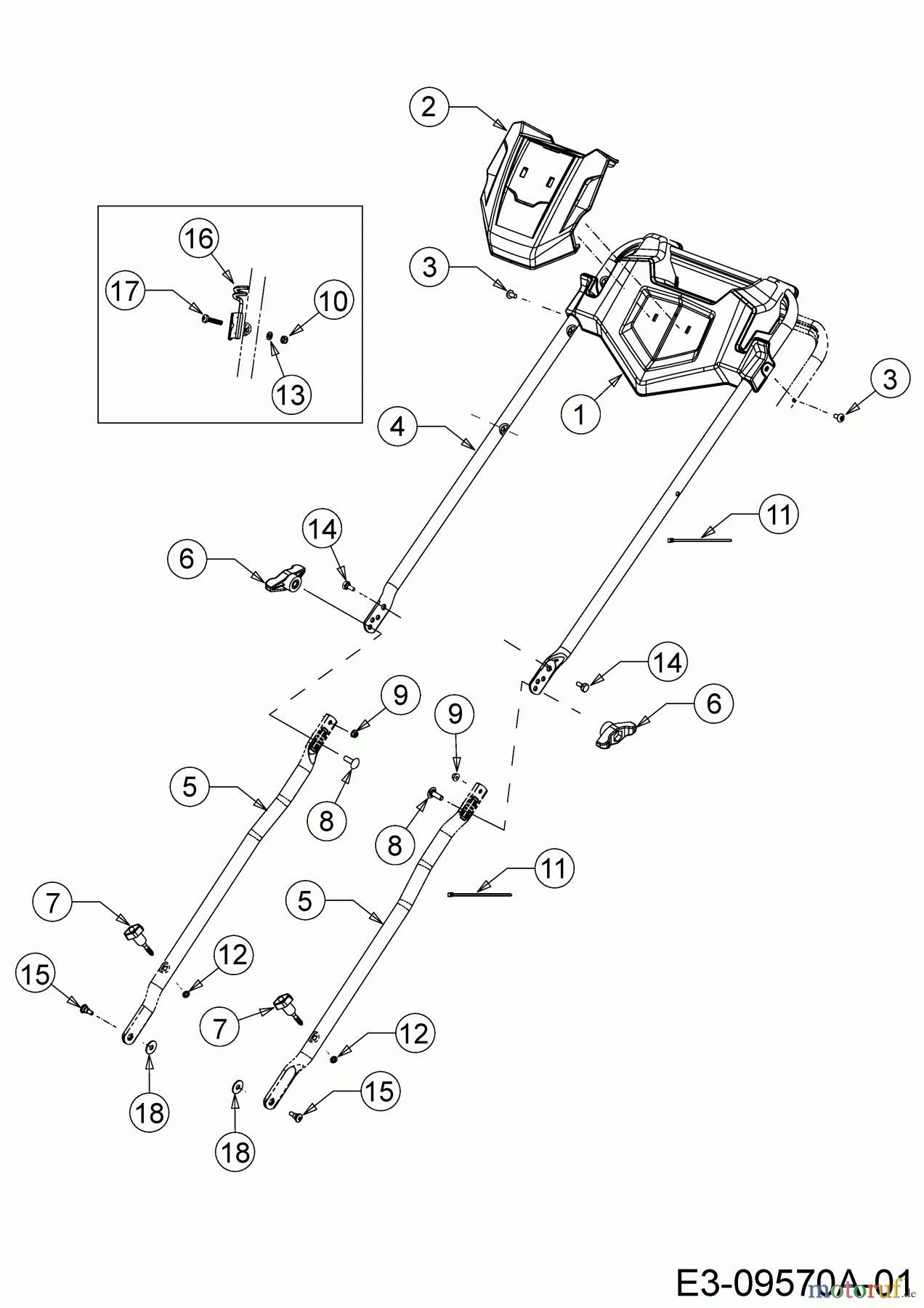  Wolf-Garten Motormäher mit Antrieb Expert 53 BA V HW 12ABPV5L650  (2016) Holm