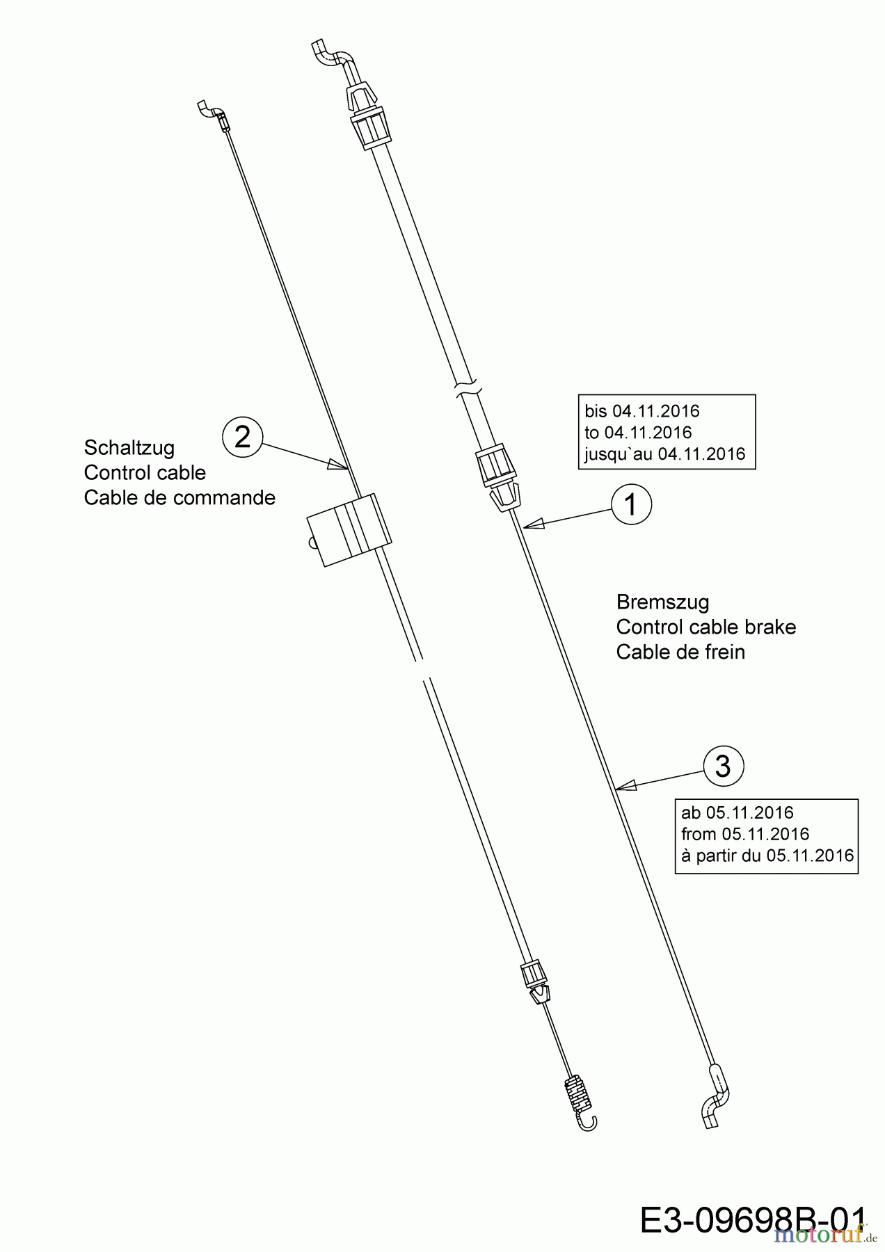  Wolf-Garten Motormäher mit Antrieb A 4600 ATHW 12A-TSSC650  (2018) Bremszug, Schaltzug