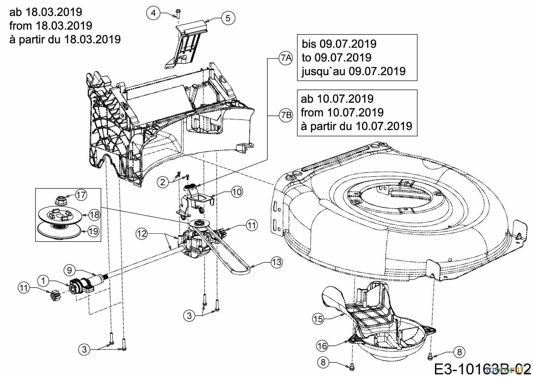  Wolf-Garten Motormäher mit Antrieb A 420 AVHW 12AQLV5B650 (2019) Getriebe, Keilriemen ab 18.03.2019