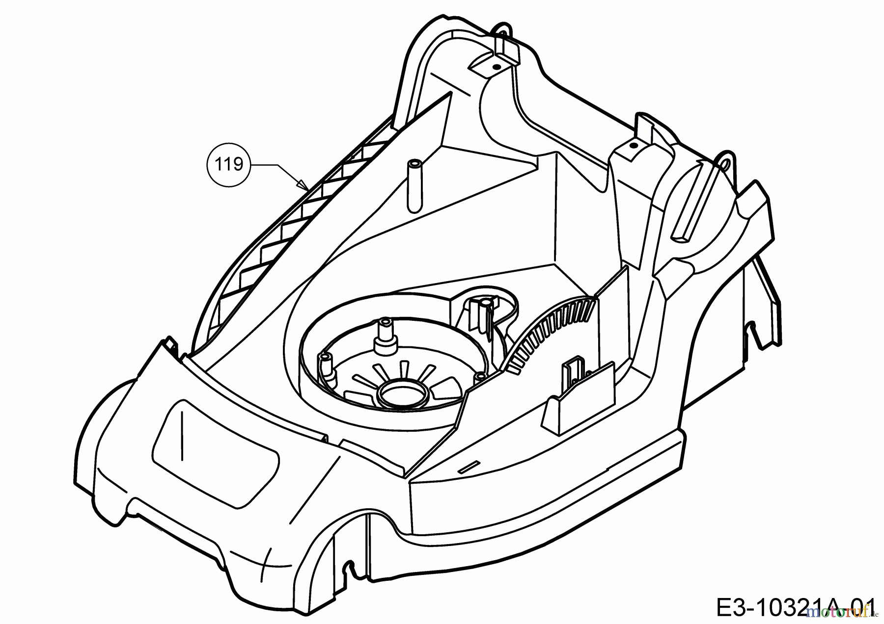  Wolf-Garten Elektromäher Expert 37 E 18BWG1H-650  (2018) Mähwerksgehäuse