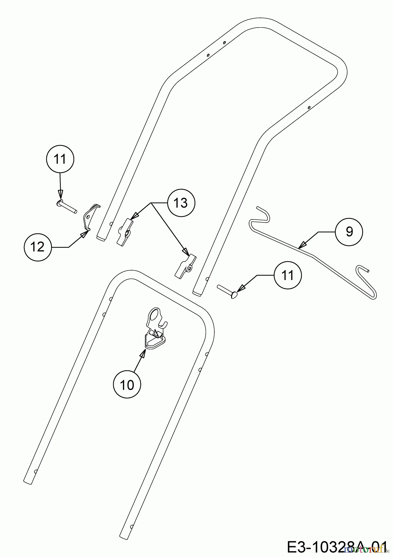  Wolf-Garten Elektromäher Blue Power 37 E 18AWG1Y1650  (2019) Befestigungsteile Holm