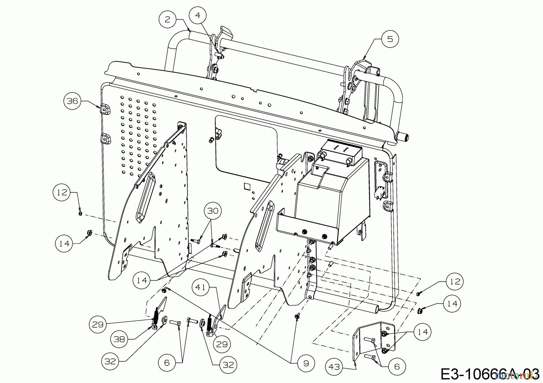  Wolf-Garten Rasentraktoren 106.220 H 13BAA1VR650  (2018) Heckplatte, Sperrklinken