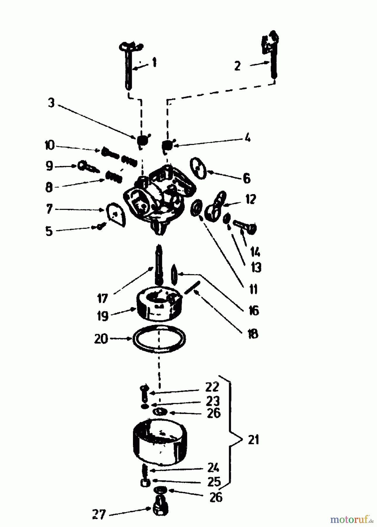  Gutbrod Motormäher mit Antrieb HB 46 R 02877.01  (1985) Vergaser