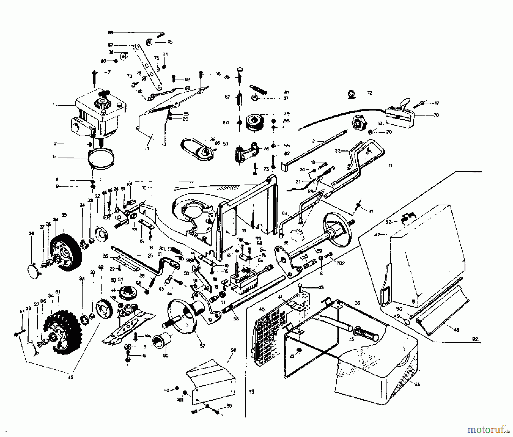  Rotaro Motormäher mit Antrieb ROTARO  48 S 187-0157  (1987) Grundgerät