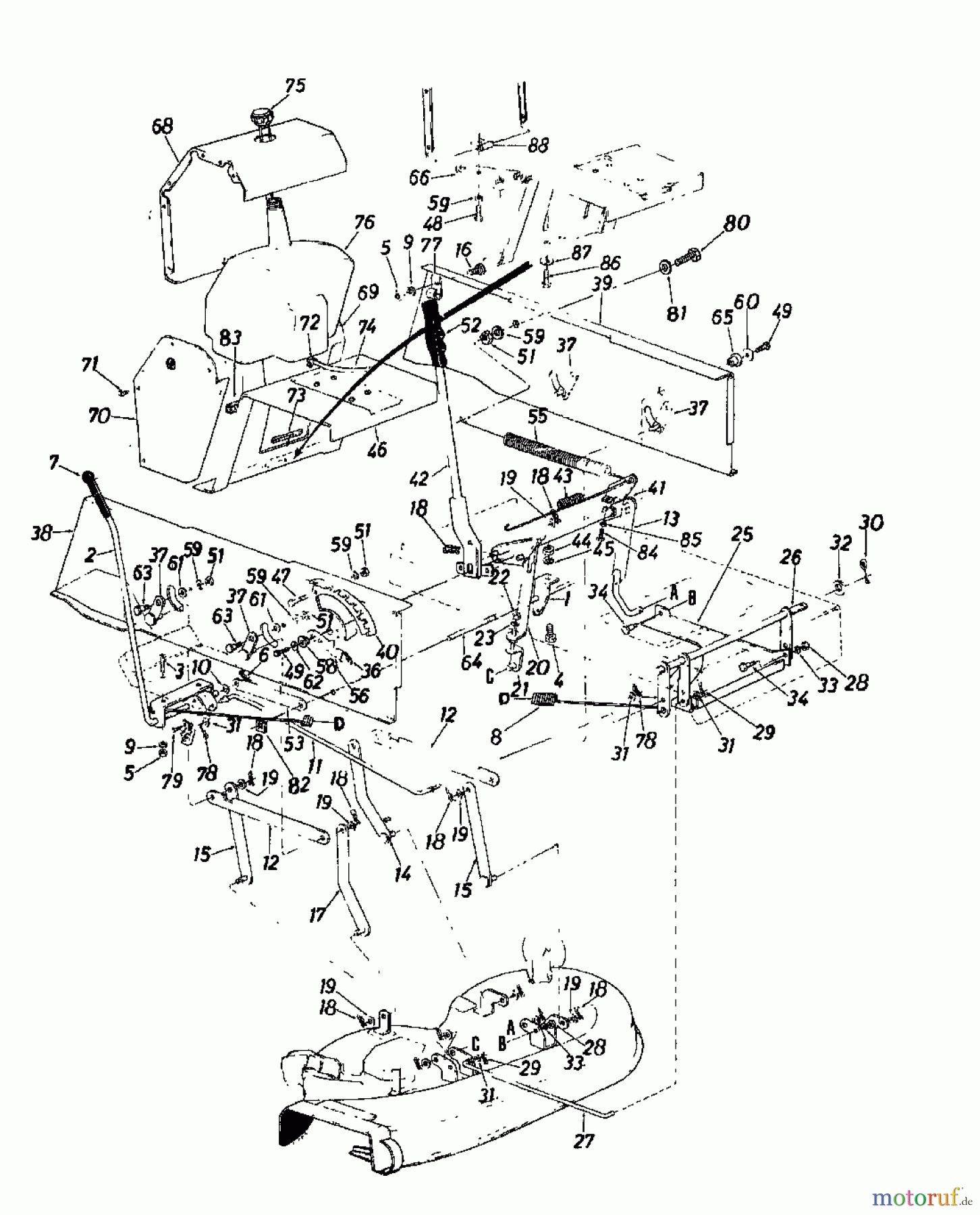  Super Rasentraktoren Super 14110 137-6820  (1987) Mähwerksaushebung