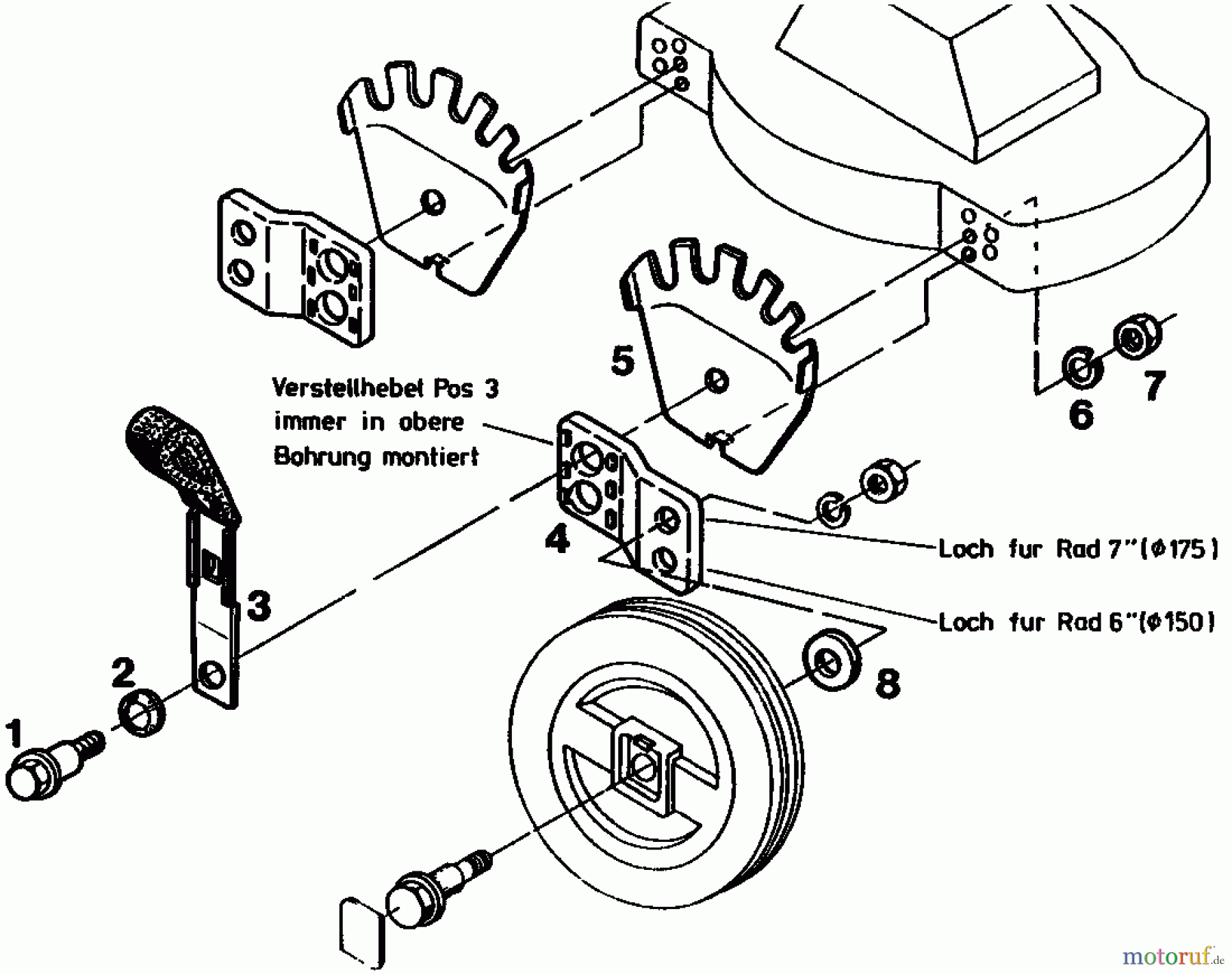  MTD Zubehör Zubehör Rasenmäher Schnitthöhenverstellung SHVNS 02679.04  (1987) Schnitthöhenverstellung