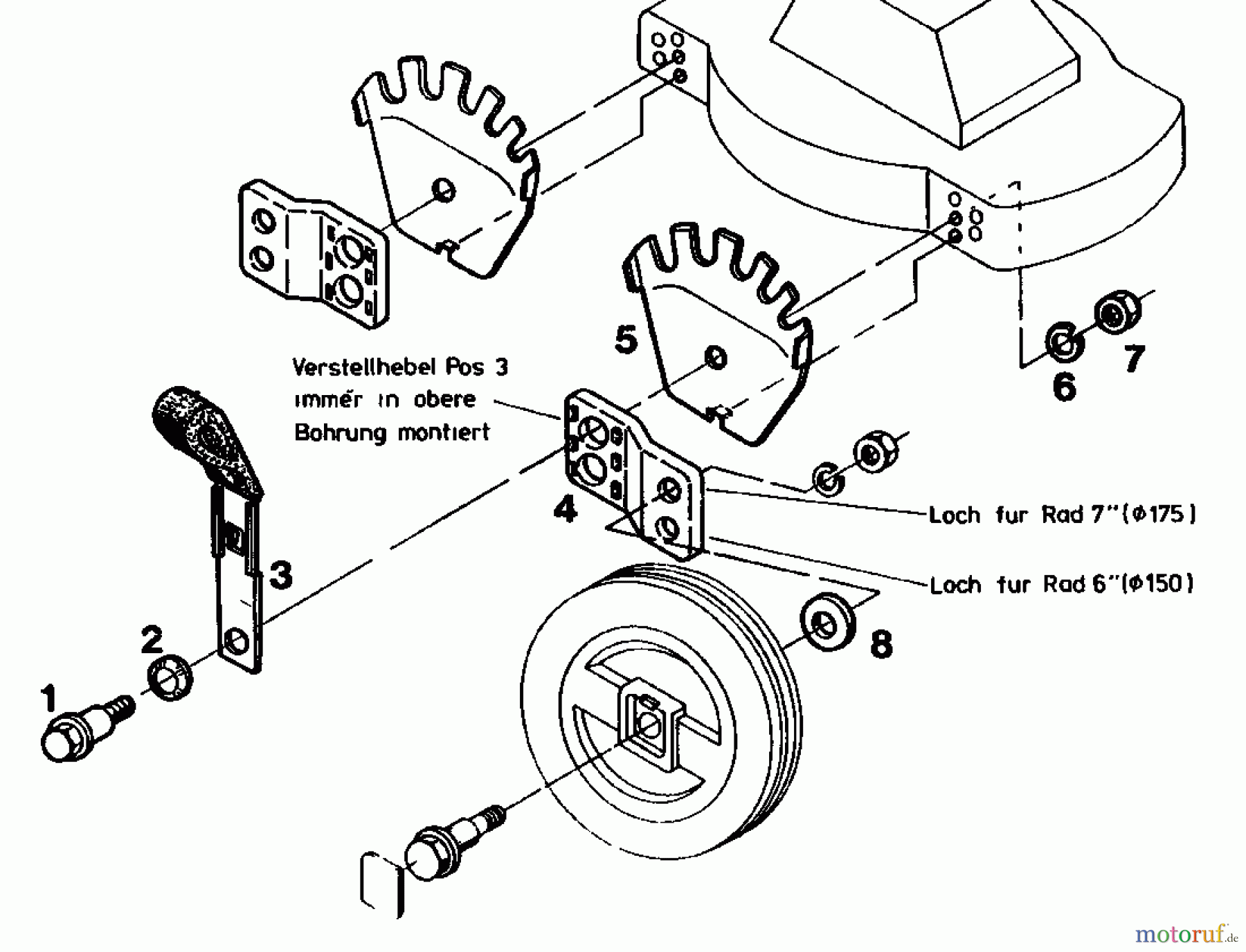  MTD Zubehör Zubehör Rasenmäher Schnitthöhenverstellung SHVNS 02679.04  (1987) Schnitthöhenverstellung