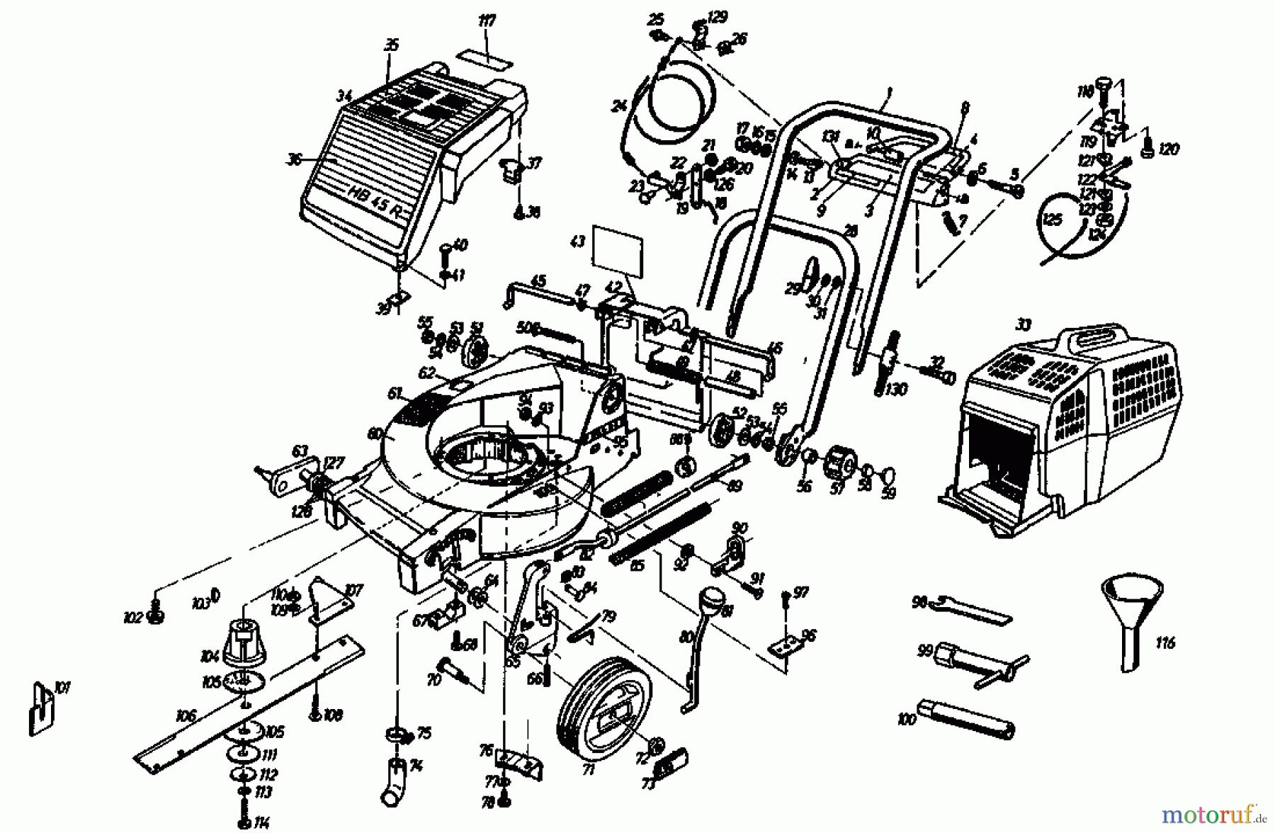  Gutbrod Motormäher mit Antrieb HB 45 R 02627.03  (1987) Grundgerät