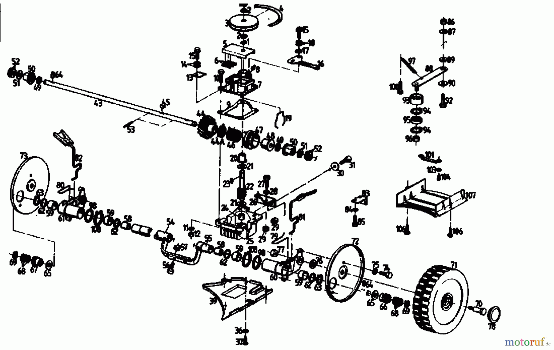  Golf Motormäher mit Antrieb 345 HR 4 02847.04  (1989) Getriebe