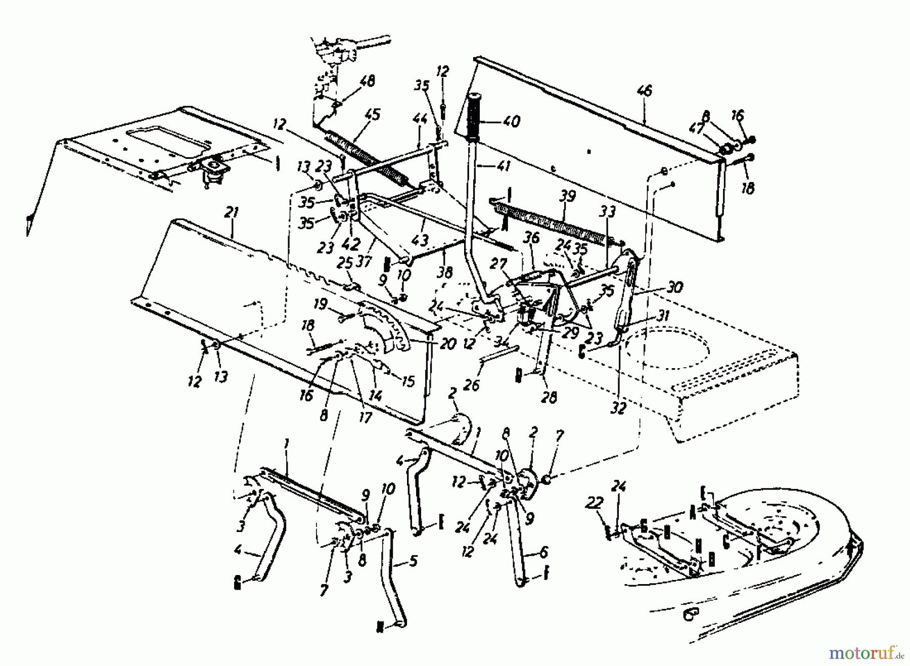  Super Rasentraktoren Super 12-96 N 131-659F  (1991) Mähwerksaushebung