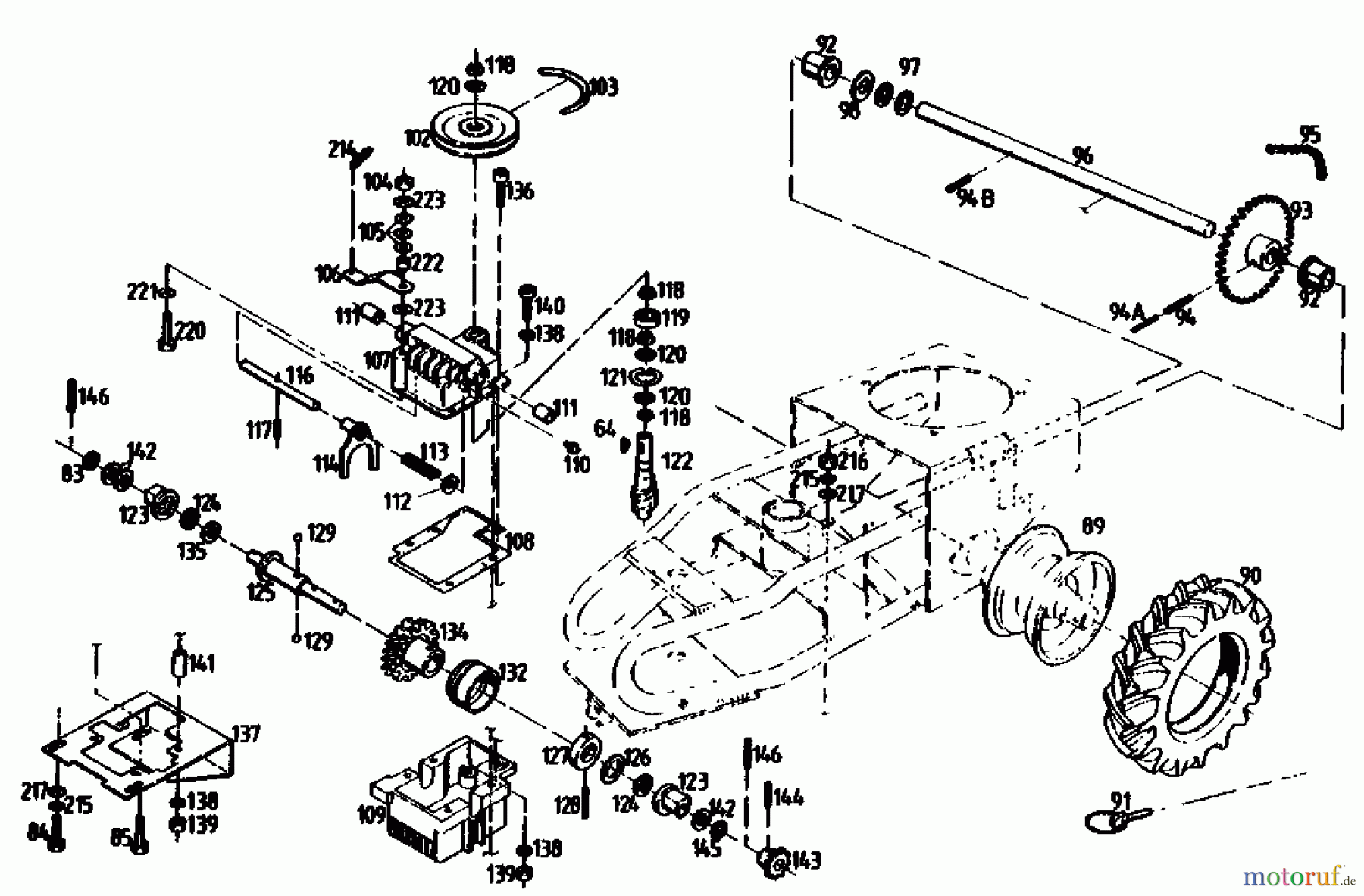  Gutbrod Balkenmäher BM 710 07515.03  (1991) Getriebe, Räder