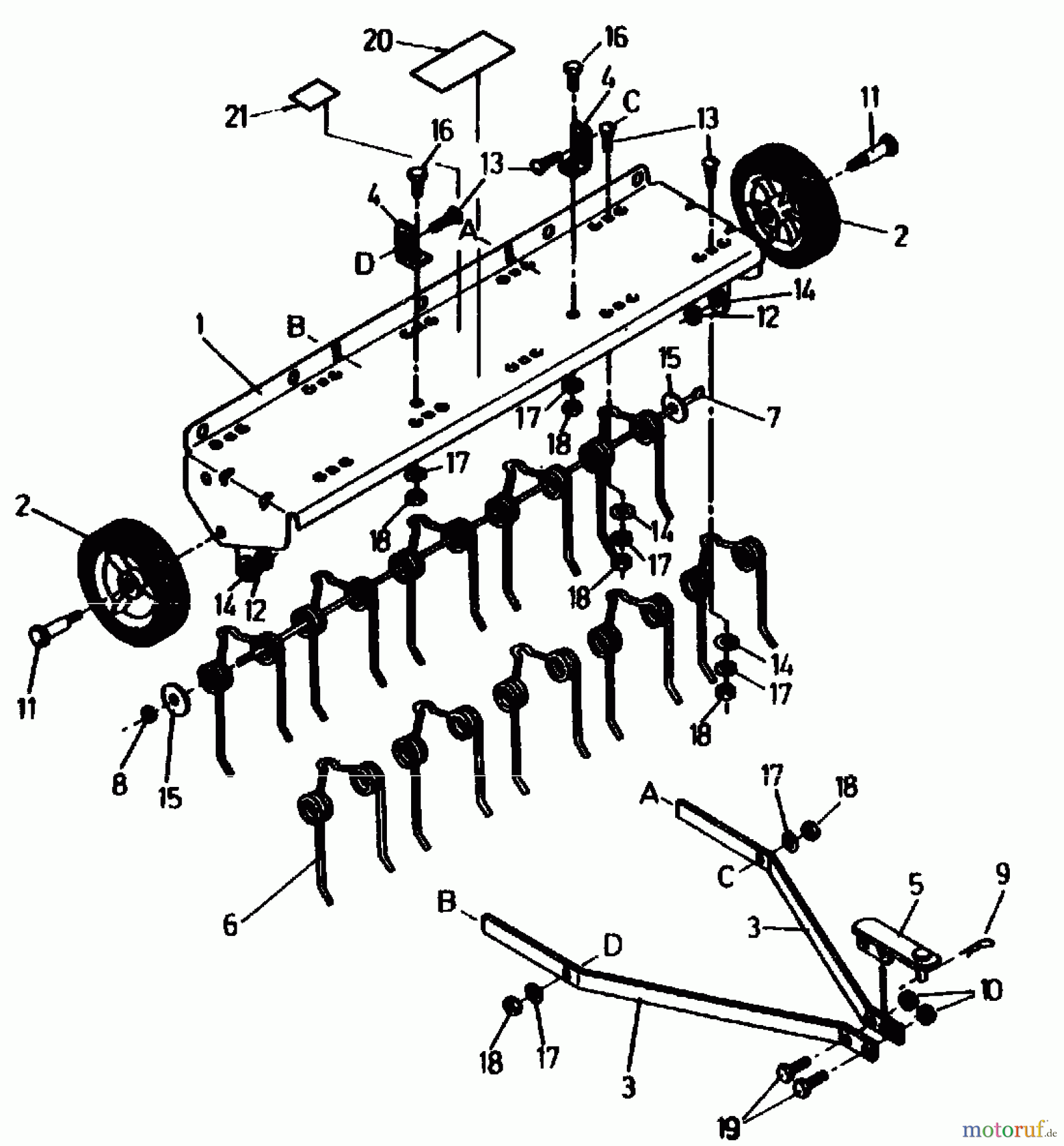  MTD Zubehör Zubehör Garten- und Rasentraktoren Rasenlüfter RSK 100 04012.05  (1991) Grundgerät