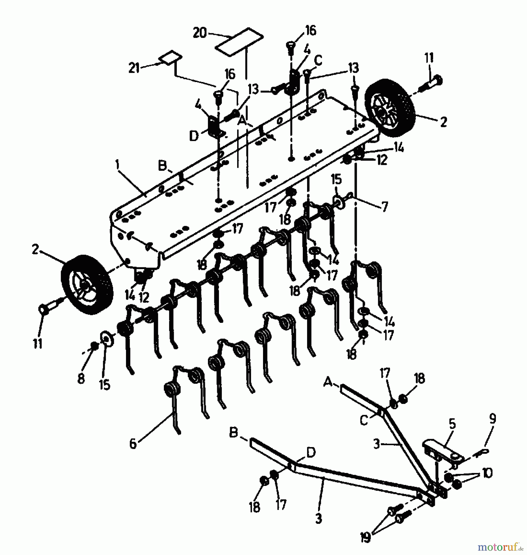  MTD Zubehör Zubehör Garten- und Rasentraktoren Rasenlüfter RSK 100 04012.05  (1992) Grundgerät