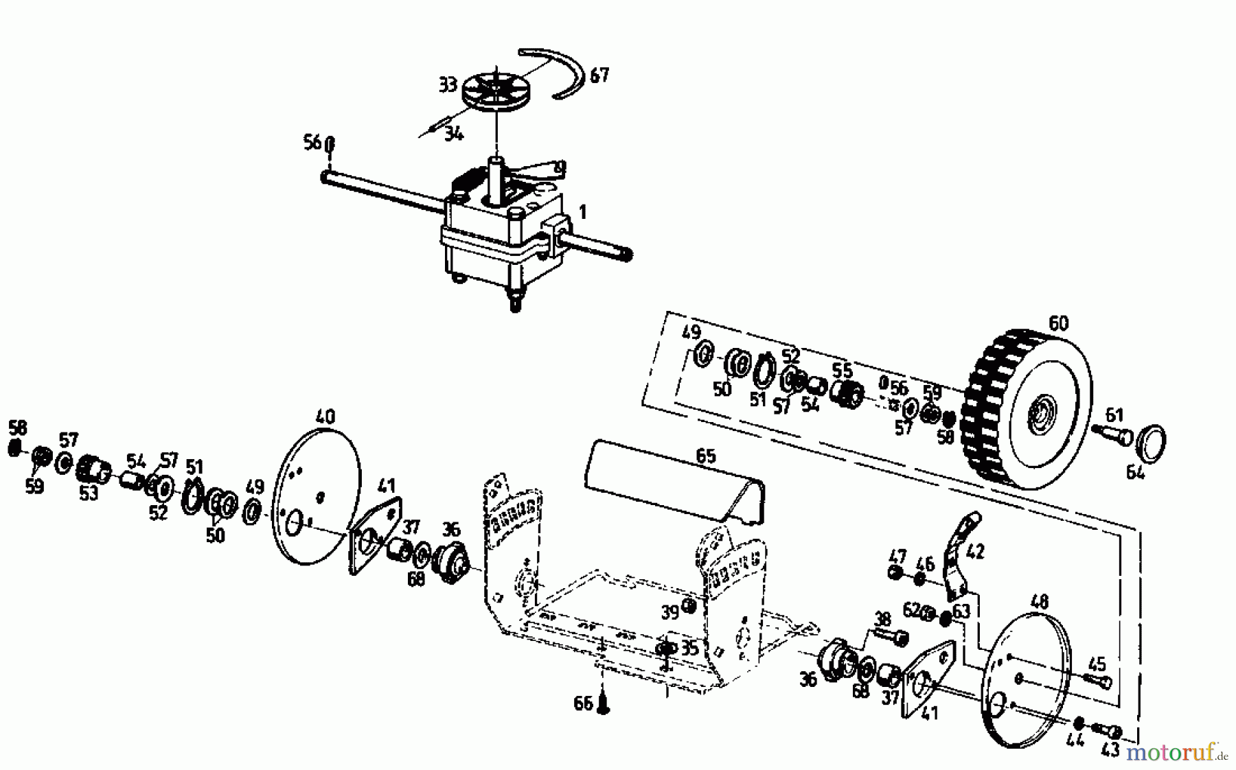  Golf Motormäher mit Antrieb 445 HR 4 04011.05  (1992) Getriebe, Räder, Schnitthöhenverstellung