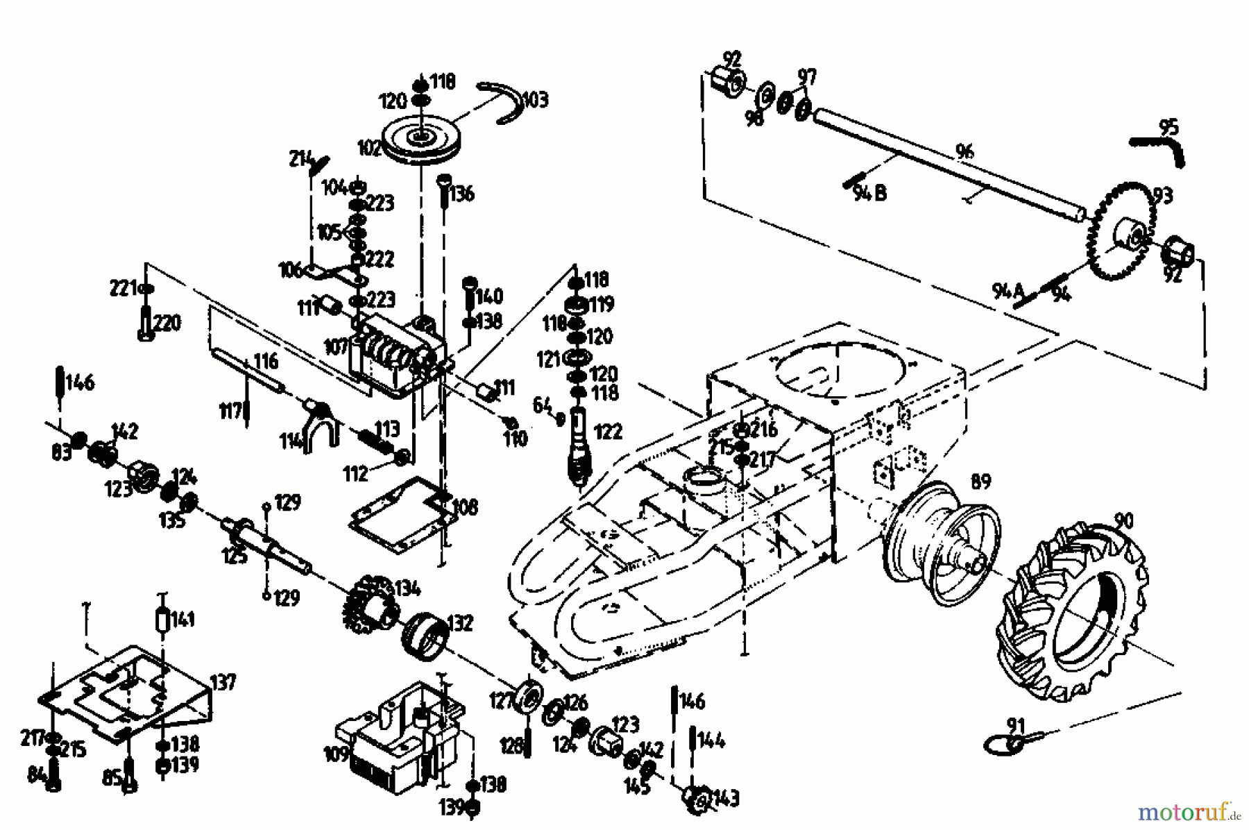  Gutbrod Balkenmäher BM 710 07515.03  (1992) Getriebe, Räder