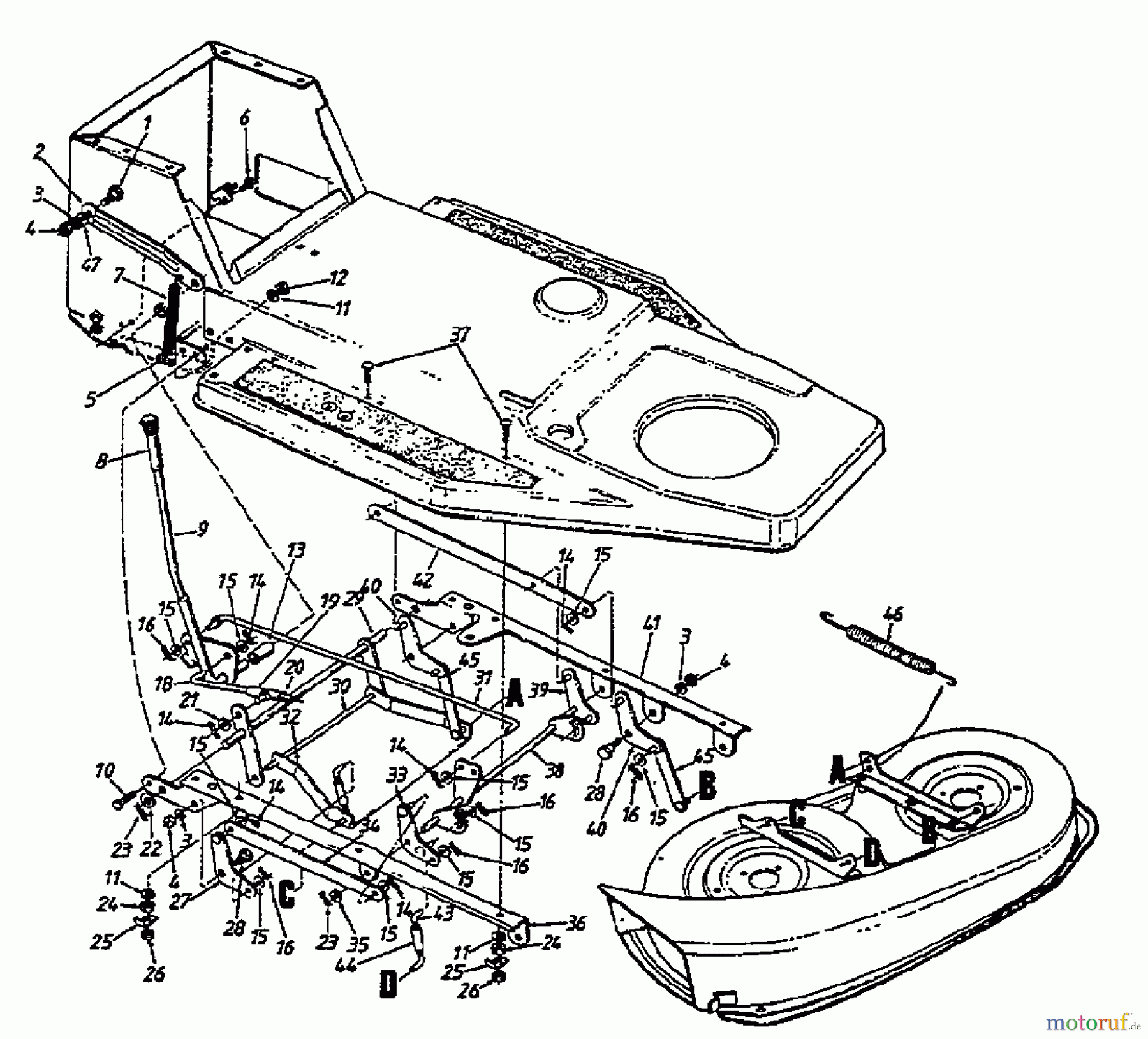  Columbia Rasentraktoren 112/910 N 133I470E626  (1993) Mähwerksaushebung