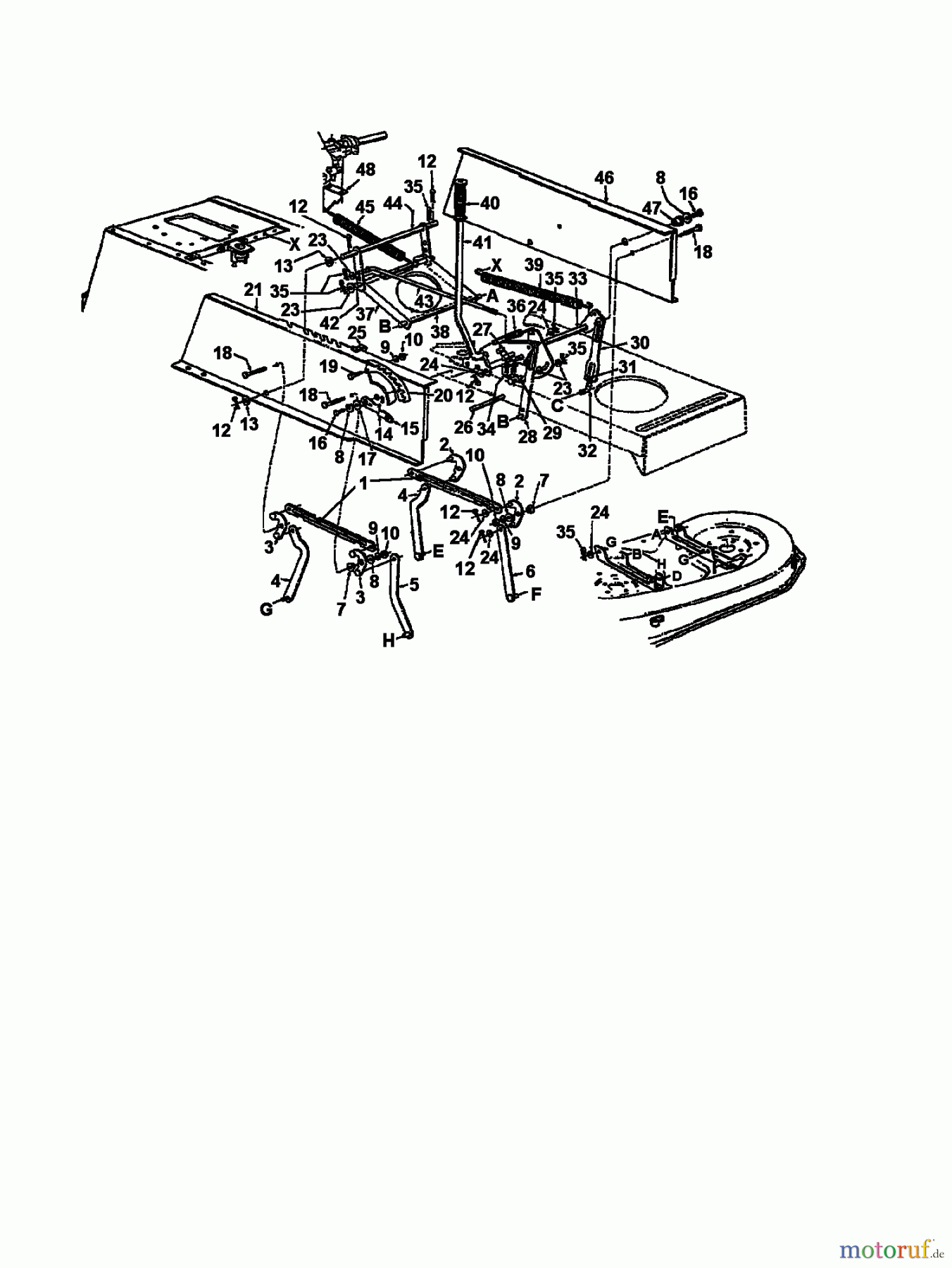  Bauhaus Rasentraktoren Funrunner 132-679F646  (1992) Mähwerksaushebung