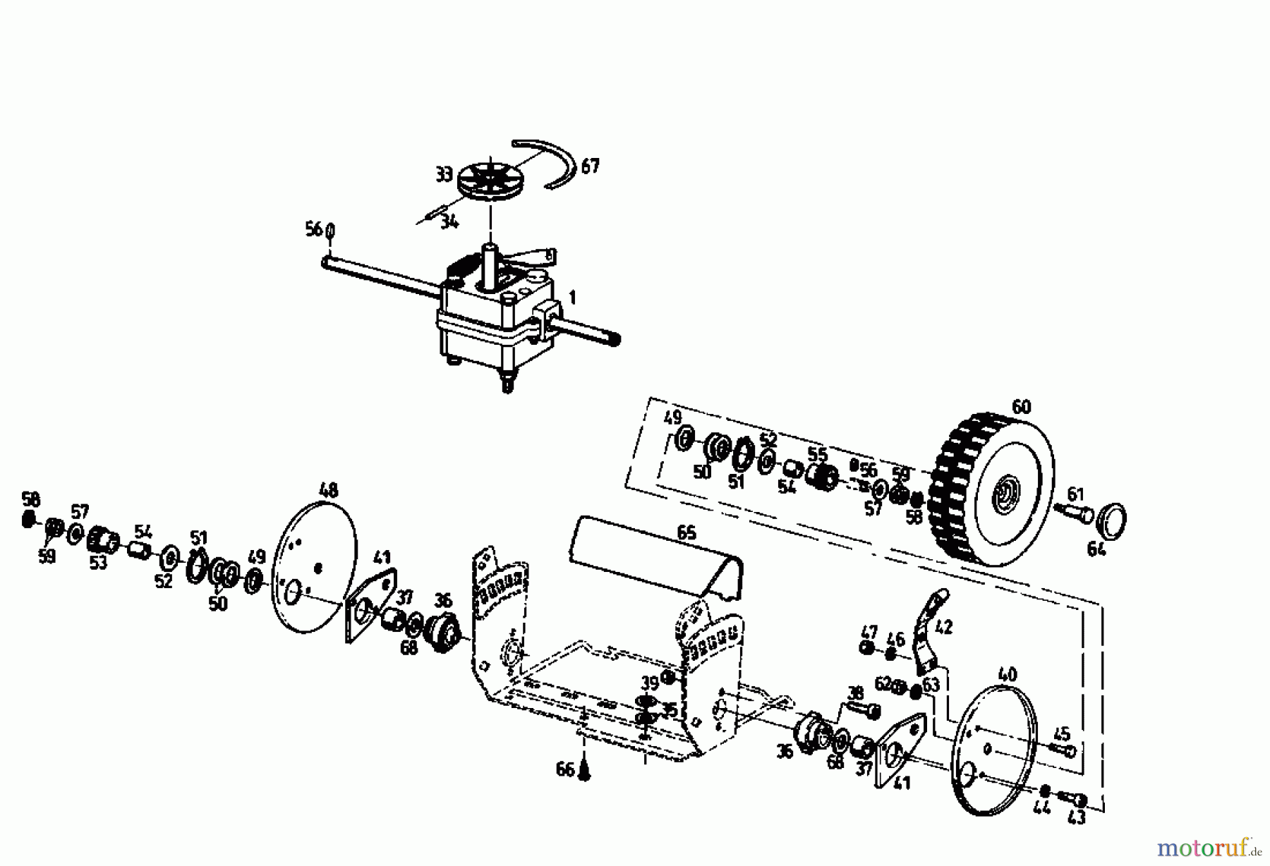  Golf Motormäher mit Antrieb 445 HR 4 E 04011.06  (1993) Getriebe, Räder, Schnitthöhenverstellung