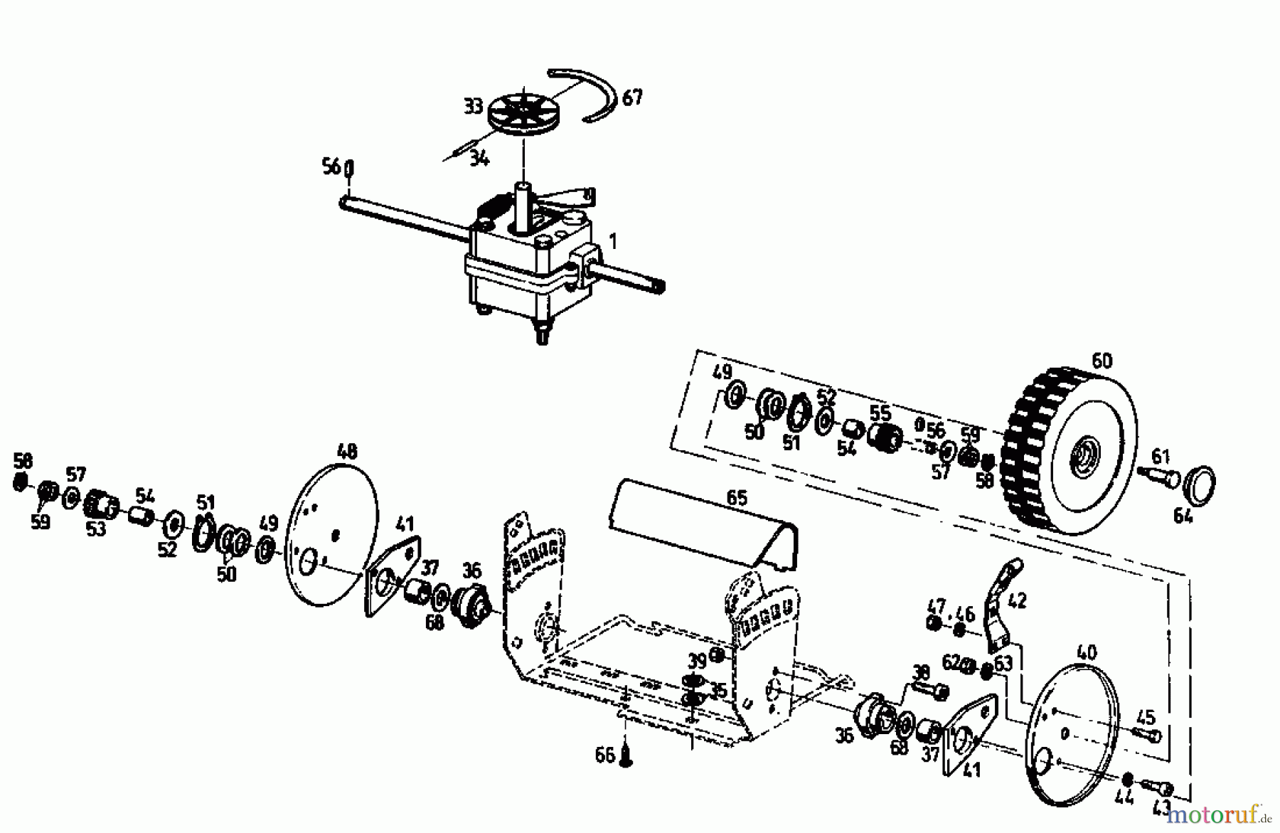  Golf Motormäher mit Antrieb 445 HR 4 E 04021.02  (1993) Getriebe, Räder, Schnitthöhenverstellung