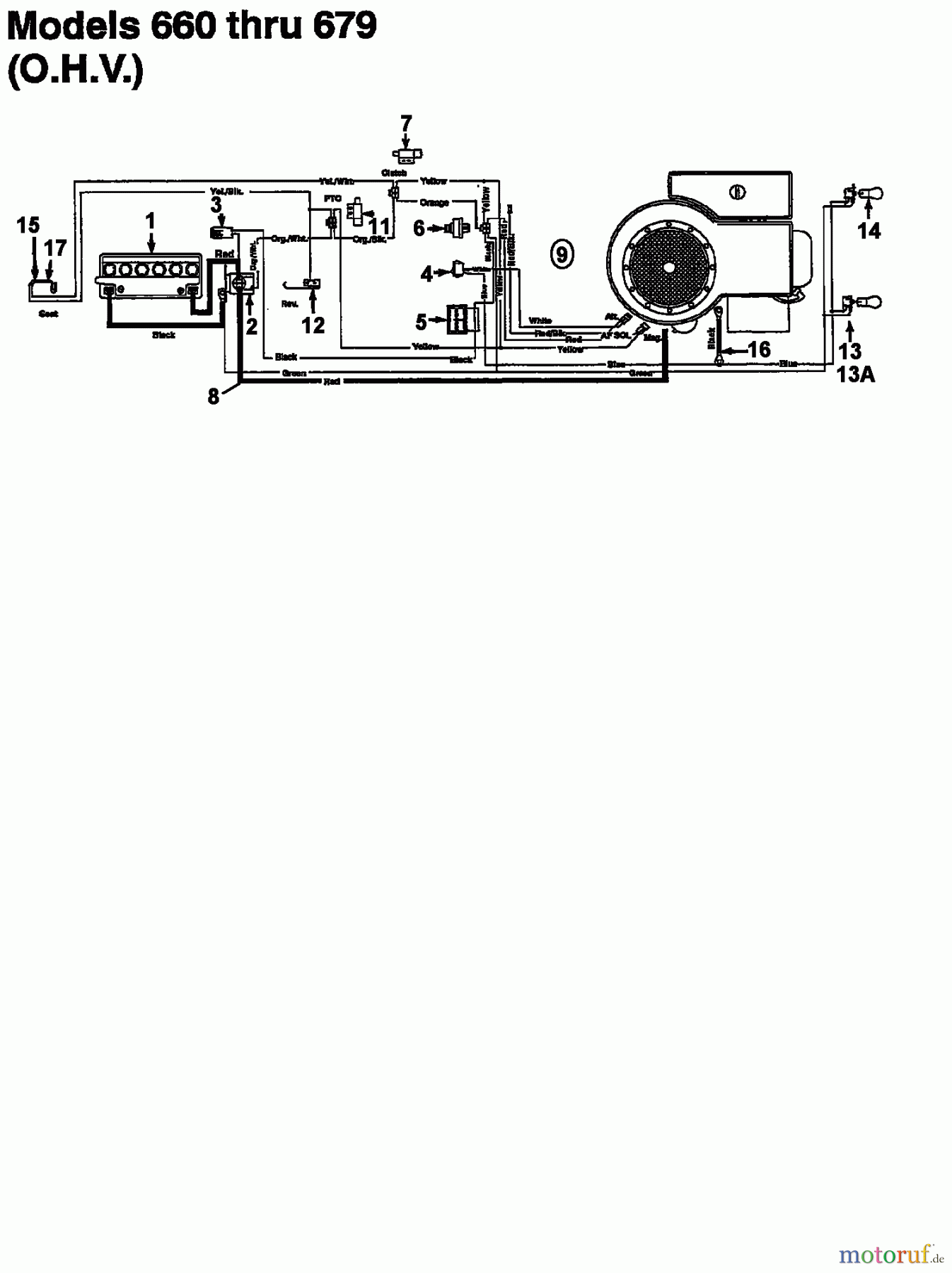  Novotrac Rasentraktoren NOVOTRAC 11-76 HN 133-639C  (1993) Schaltplan für O.H.V.