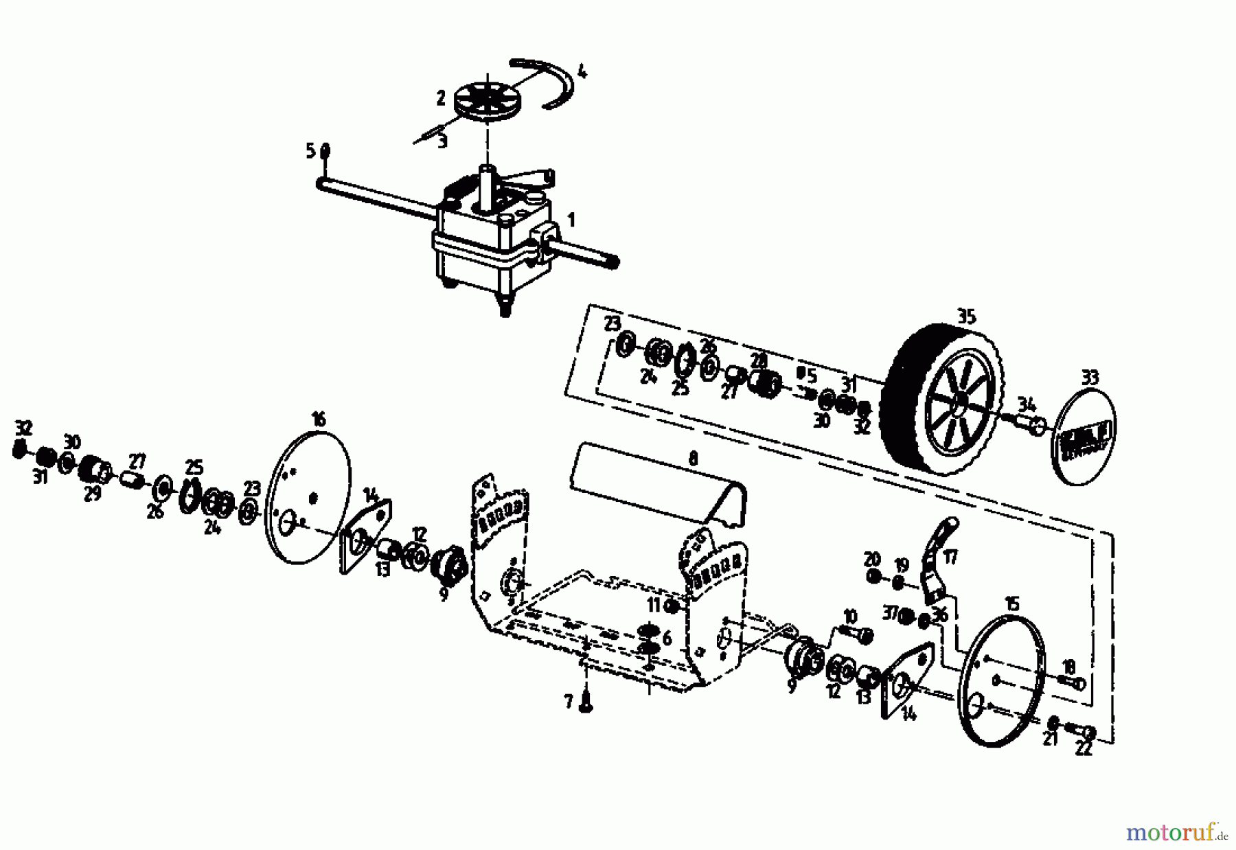  Golf Motormäher mit Antrieb BRL 04021.06  (1994) Getriebe, Räder, Schnitthöhenverstellung