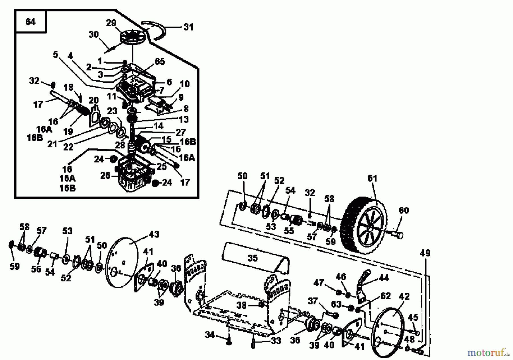  Gutbrod Motormäher mit Antrieb ECO BR 04021.08  (1994) Getriebe, Räder