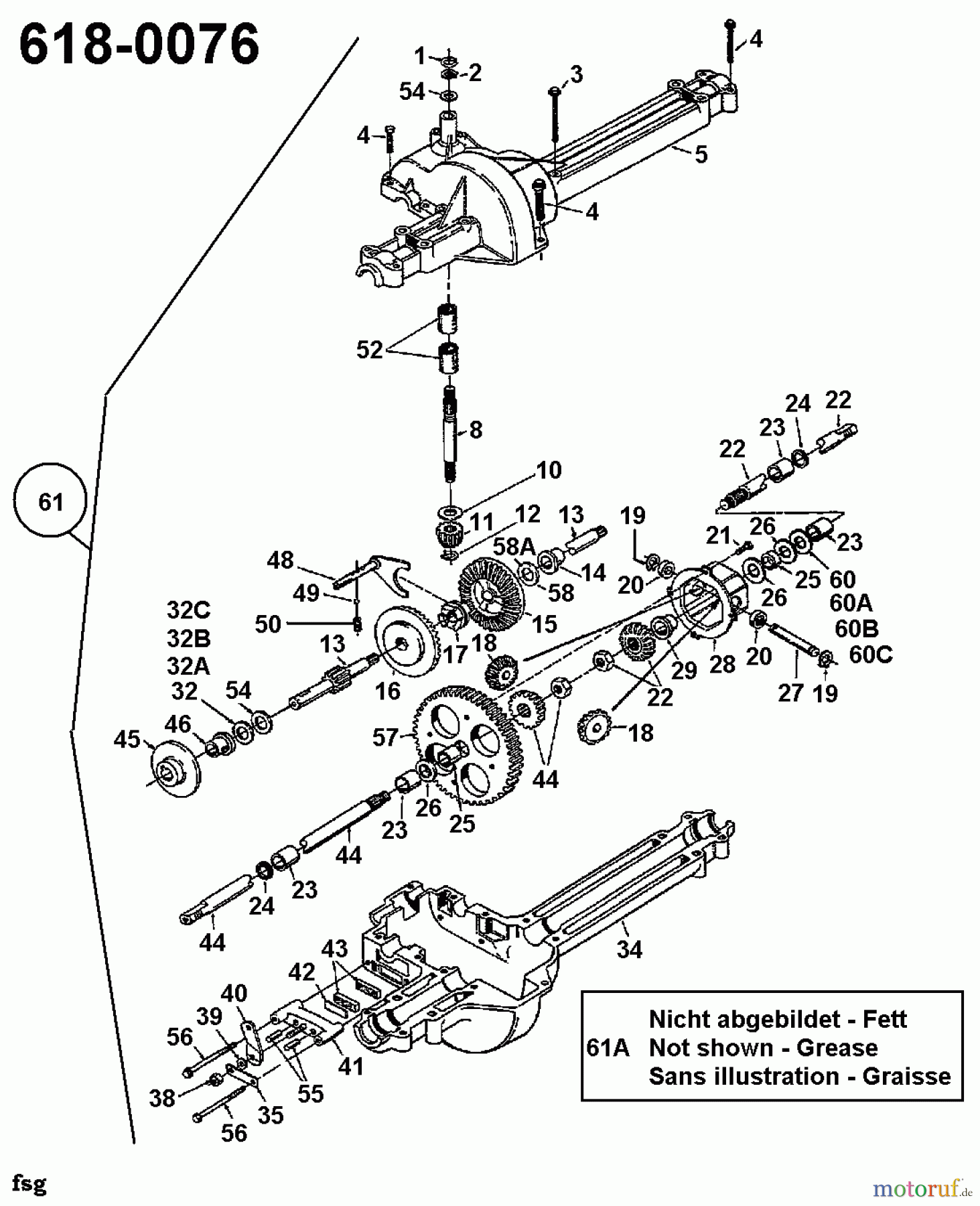  Columbia Rasentraktoren 112/910 135H451E626  (1995) Getriebe 618-0076