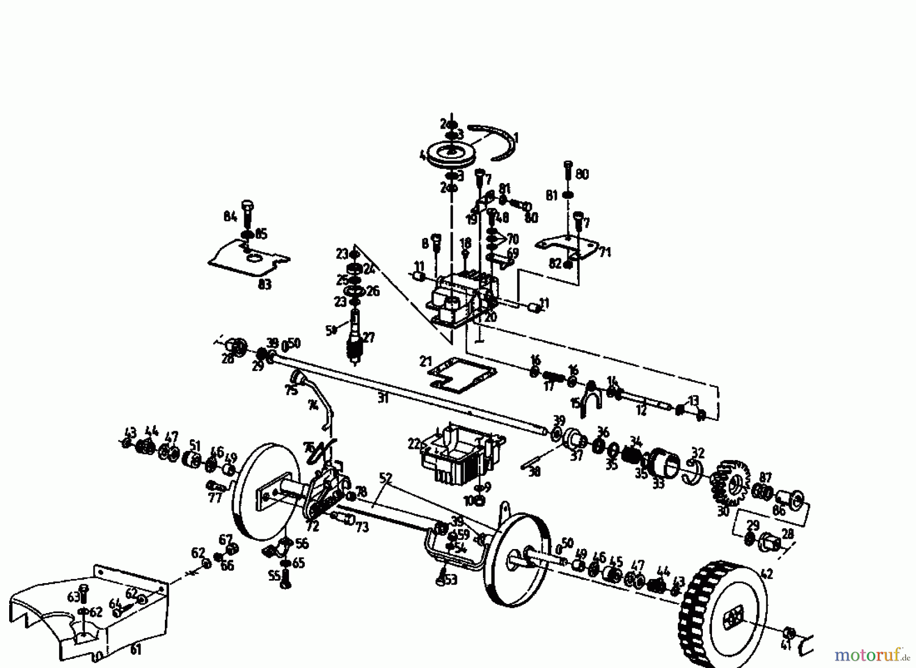  Gutbrod Motormäher mit Antrieb MH 454 RB 04006.07  (1994) Getriebe, Räder