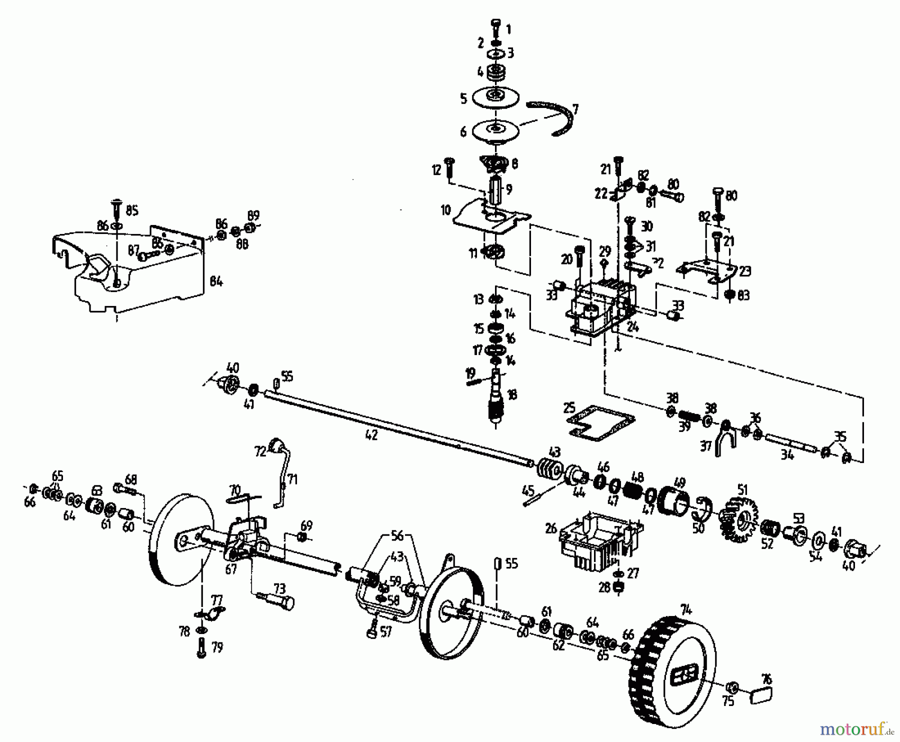  Gutbrod Motormäher mit Antrieb MH 454 RV 04024.04  (1995) Getriebe, Räder