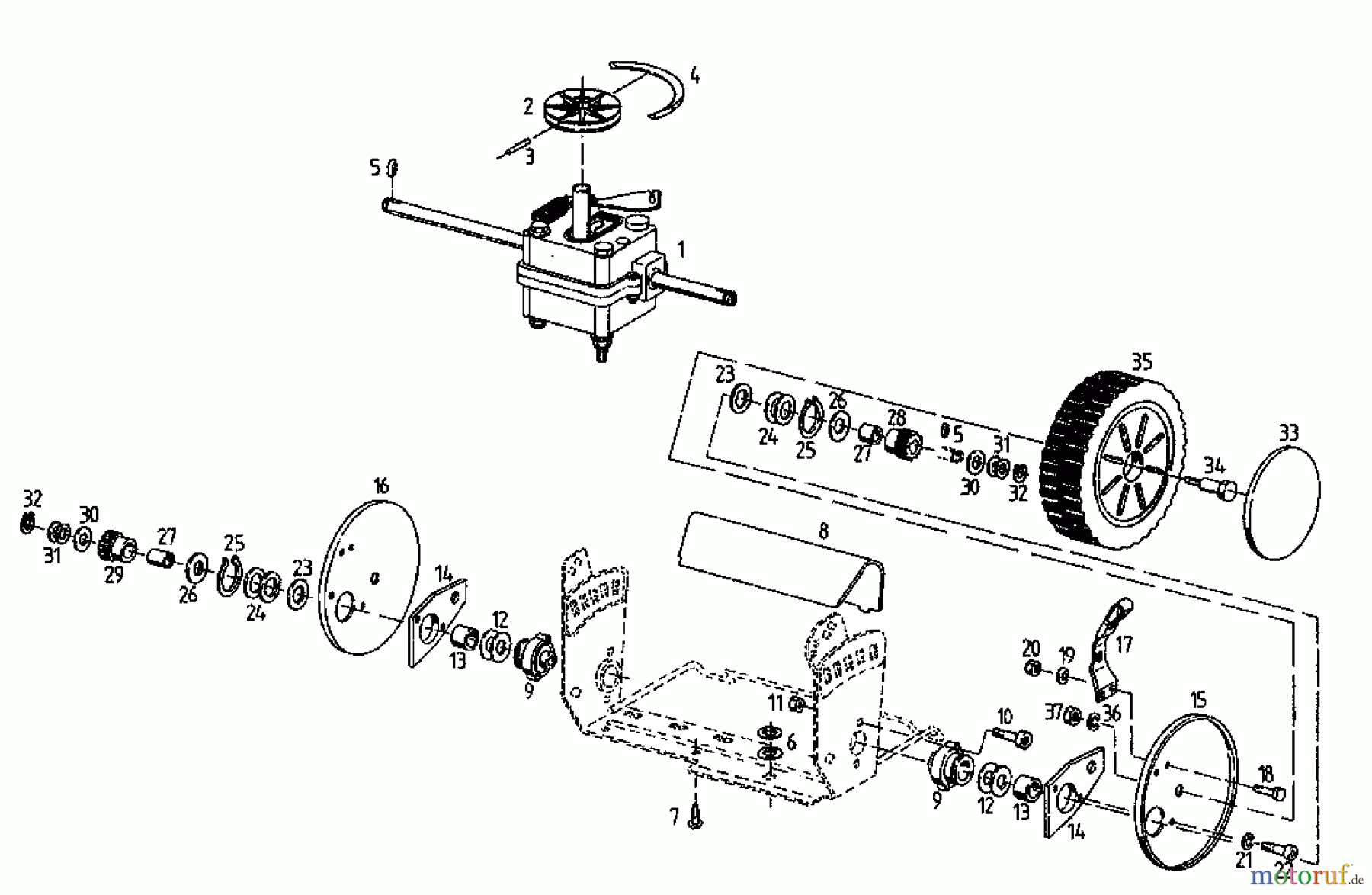  Stinnes Pro Motormäher mit Antrieb PRO-BHR 45 04033.04  (1995) Getriebe, Räder, Schnitthöhenverstellung