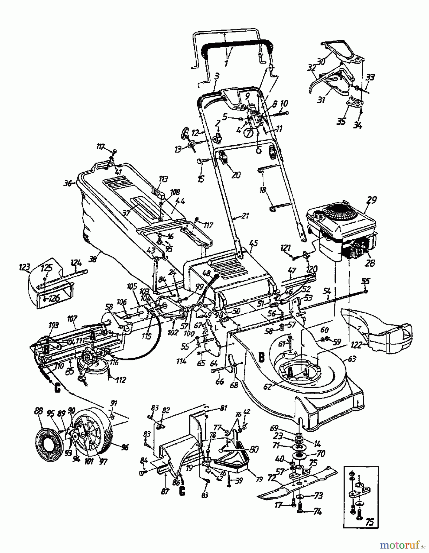  MTD Motormäher mit Antrieb E 478 125E478E678  (1995) Grundgerät