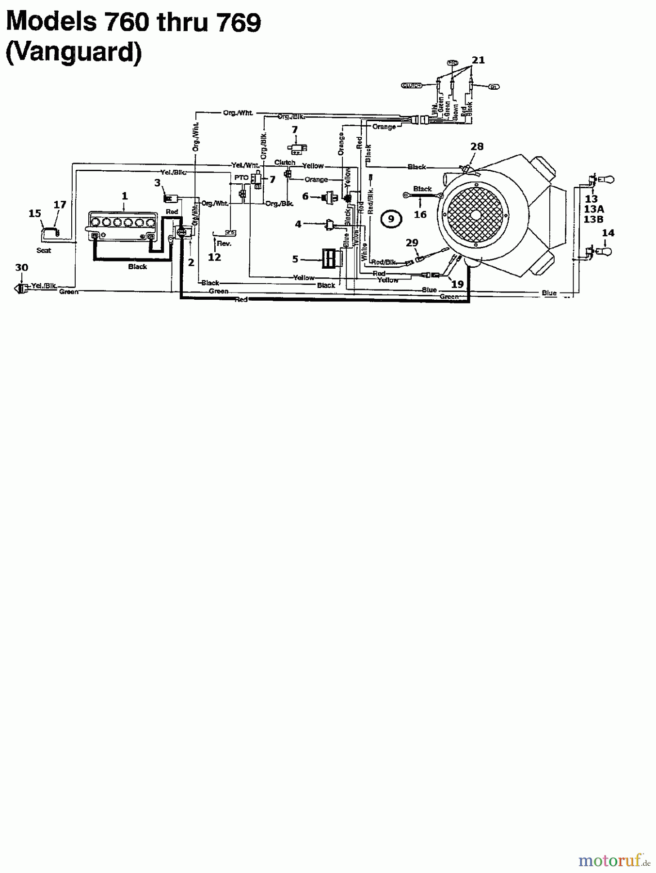  Raiffeisen Rasentraktoren RMH 13/102 135N765N628  (1995) Schaltplan Vanguard