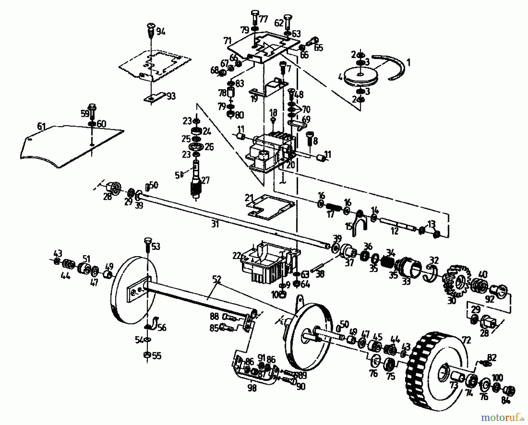  Gutbrod Motormäher mit Antrieb MH 534 PR 04017.03  (1992) Getriebe, Räder