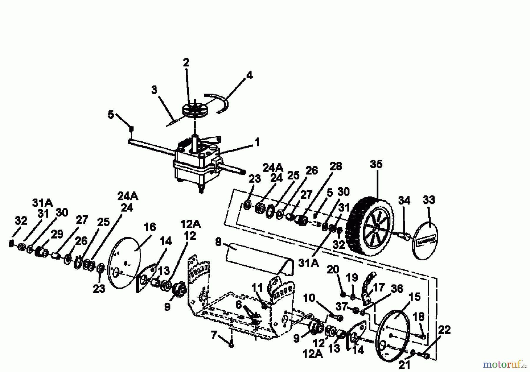  Gutbrod Motormäher mit Antrieb ECO BR 04033.06  (1996) Getriebe, Räder, Schnitthöhenverstellung