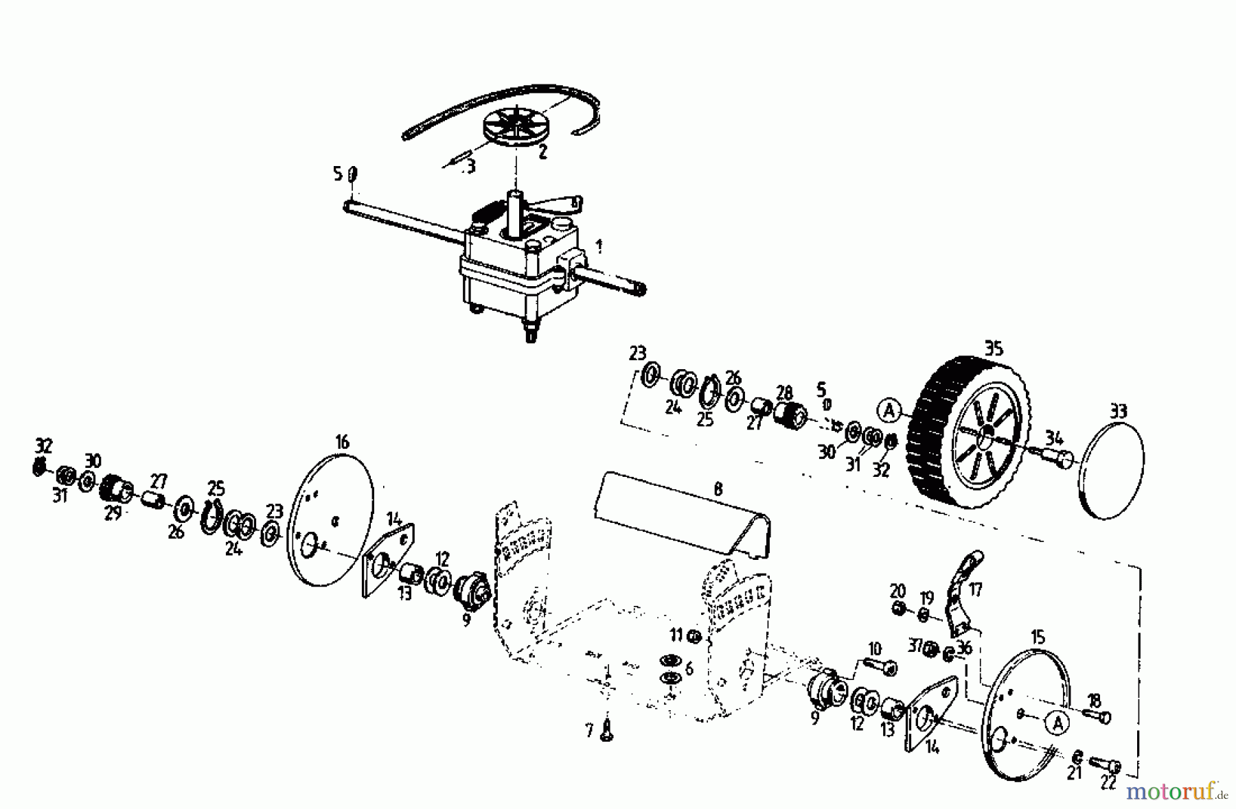  Stinnes Pro Motormäher mit Antrieb PRO-BHR 45 04033.04  (1996) Getriebe, Räder, Schnitthöhenverstellung