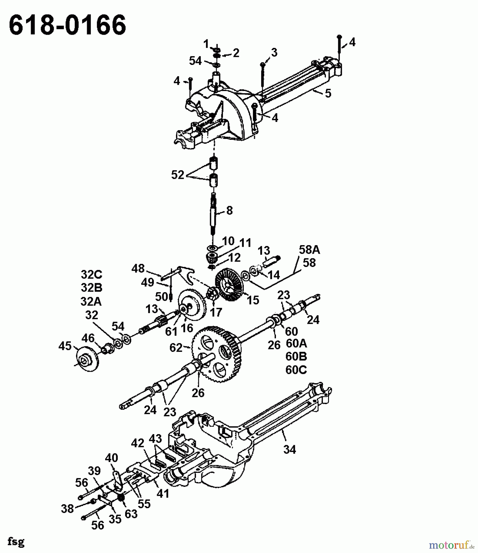  MTD Rasentraktoren B 12 136H451E600  (1996) Getriebe 618-0166